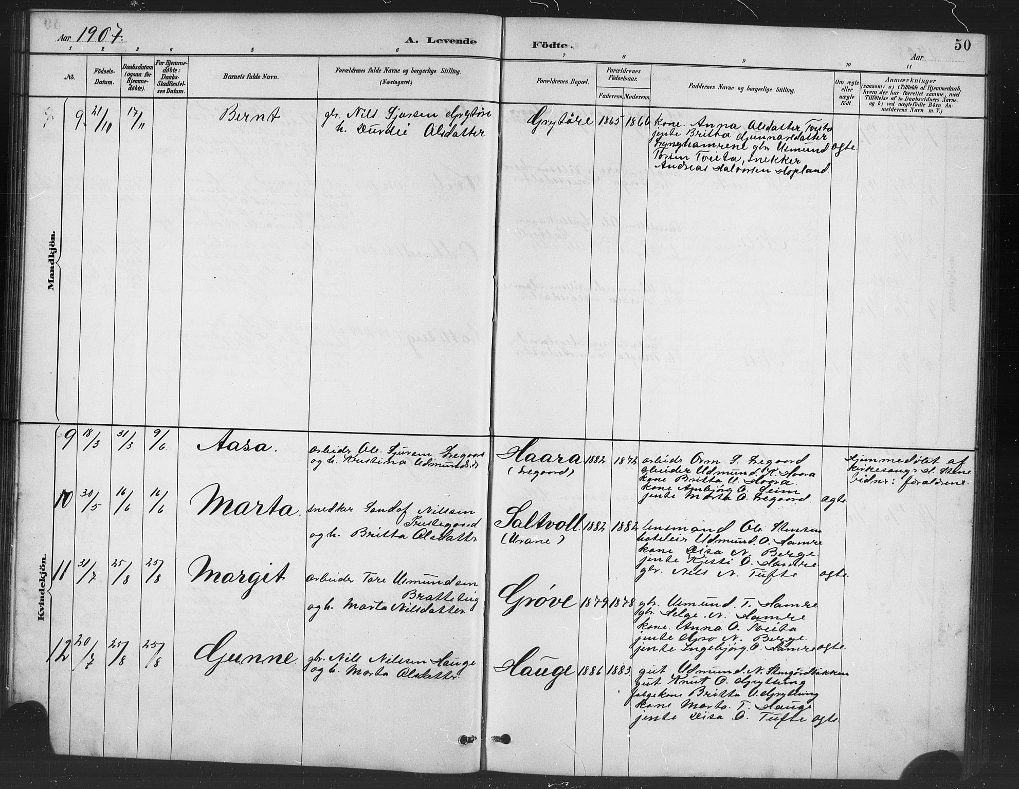 Røldal sokneprestembete, SAB/A-100247: Parish register (copy) no. A 3, 1887-1917, p. 50