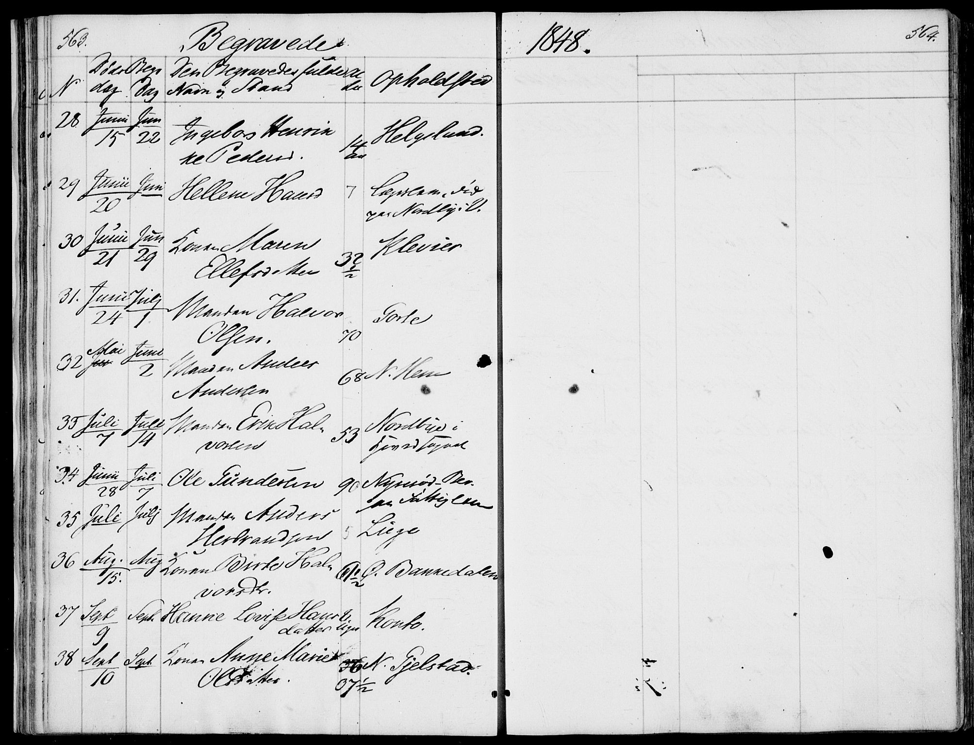 Våle kirkebøker, AV/SAKO-A-334/F/Fa/L0009b: Parish register (official) no. I 9B, 1841-1860, p. 563-564