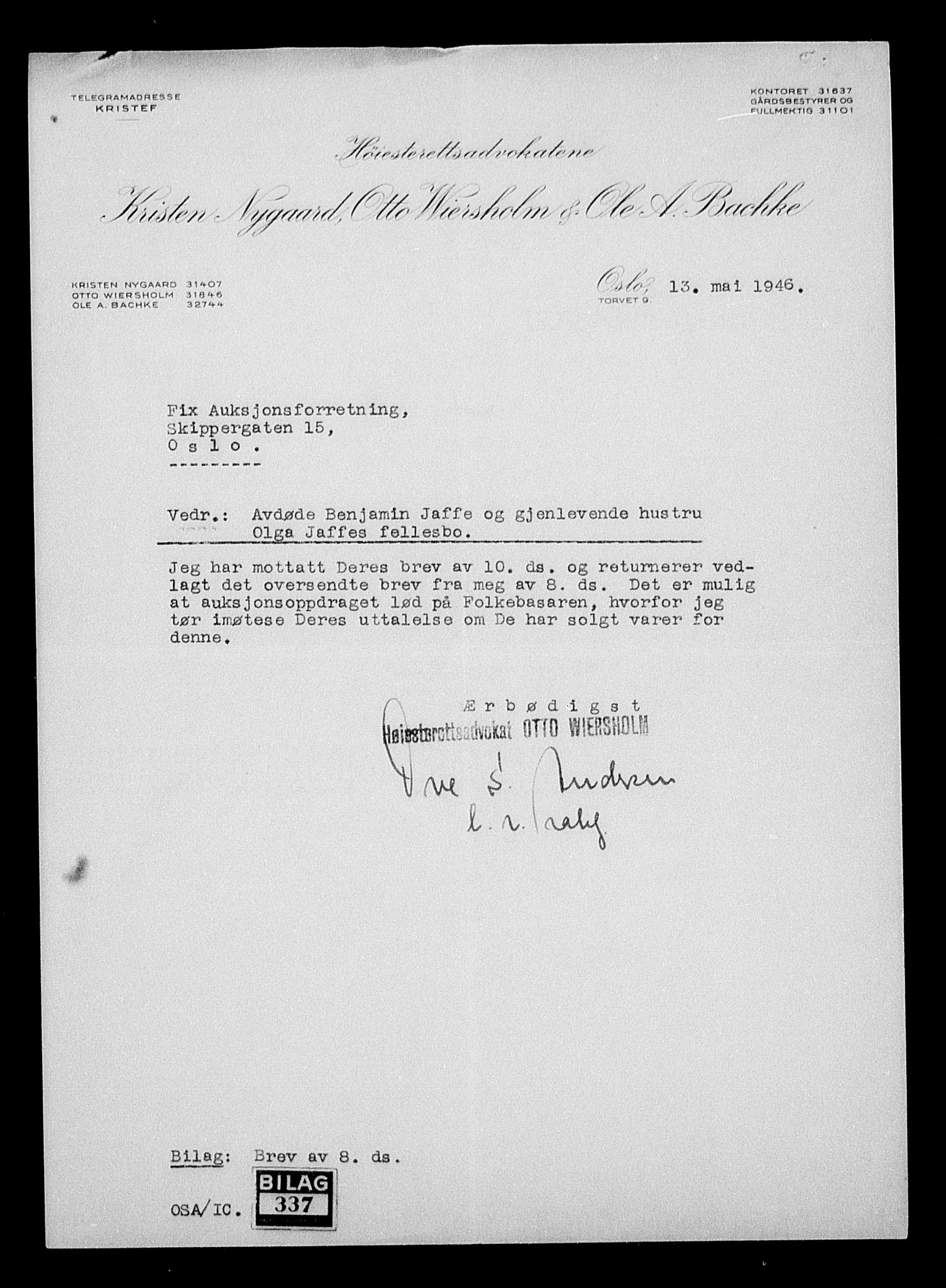 Justisdepartementet, Tilbakeføringskontoret for inndratte formuer, AV/RA-S-1564/H/Hc/Hcc/L0946: --, 1945-1947, p. 545