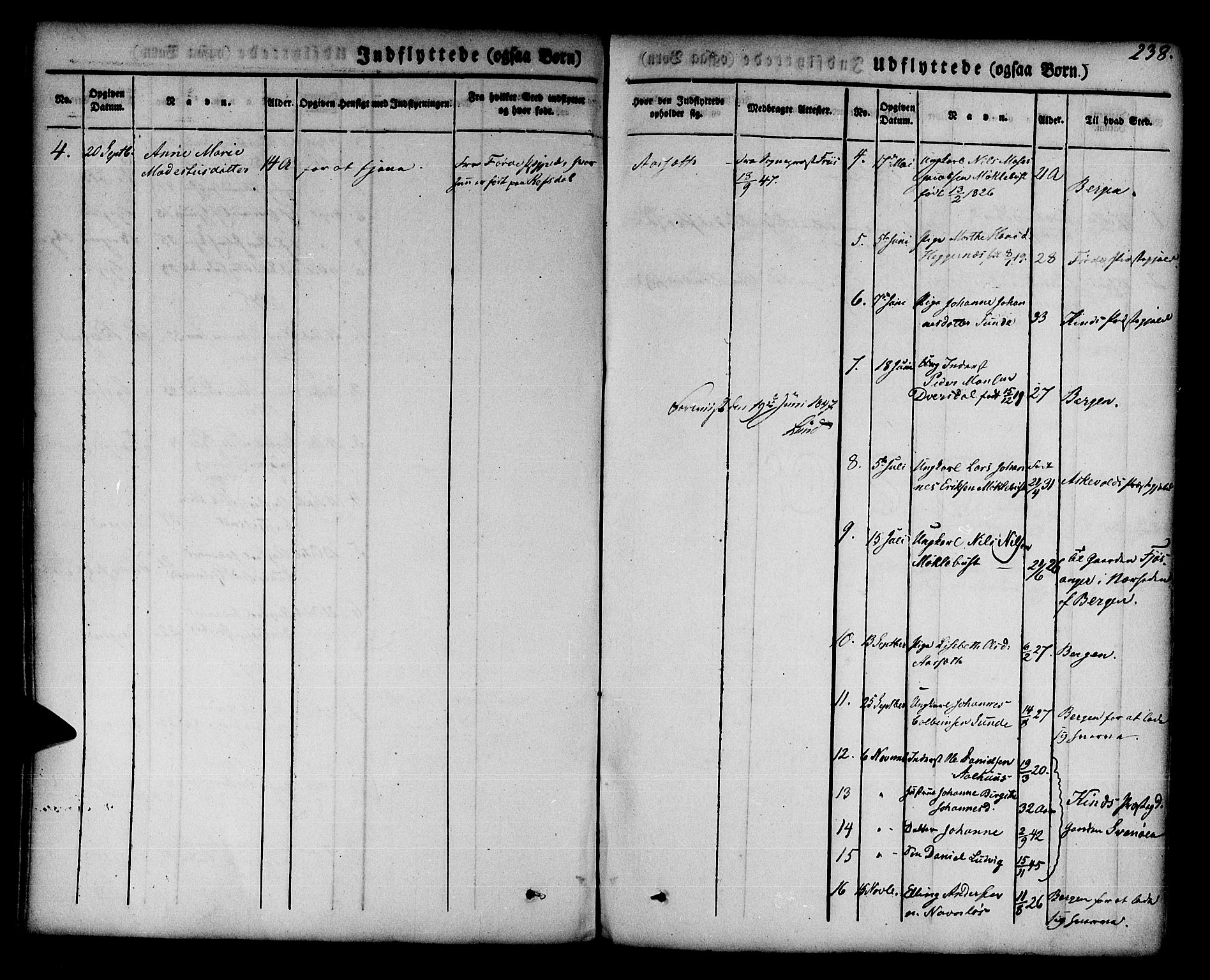 Jølster sokneprestembete, SAB/A-80701/H/Haa/Haaa/L0009: Parish register (official) no. A 9, 1833-1848, p. 238