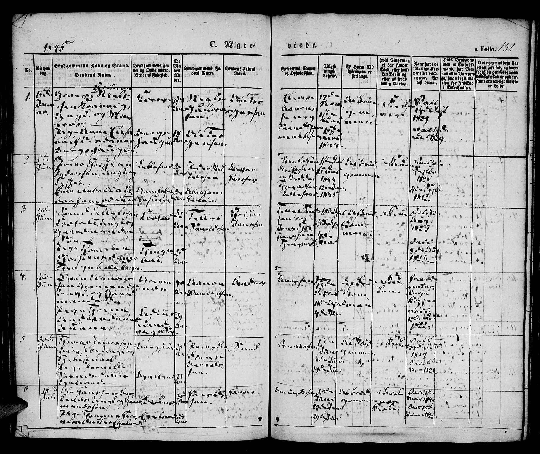 Vestre Moland sokneprestkontor, SAK/1111-0046/F/Fa/Fab/L0005: Parish register (official) no. A 5, 1841-1849, p. 132