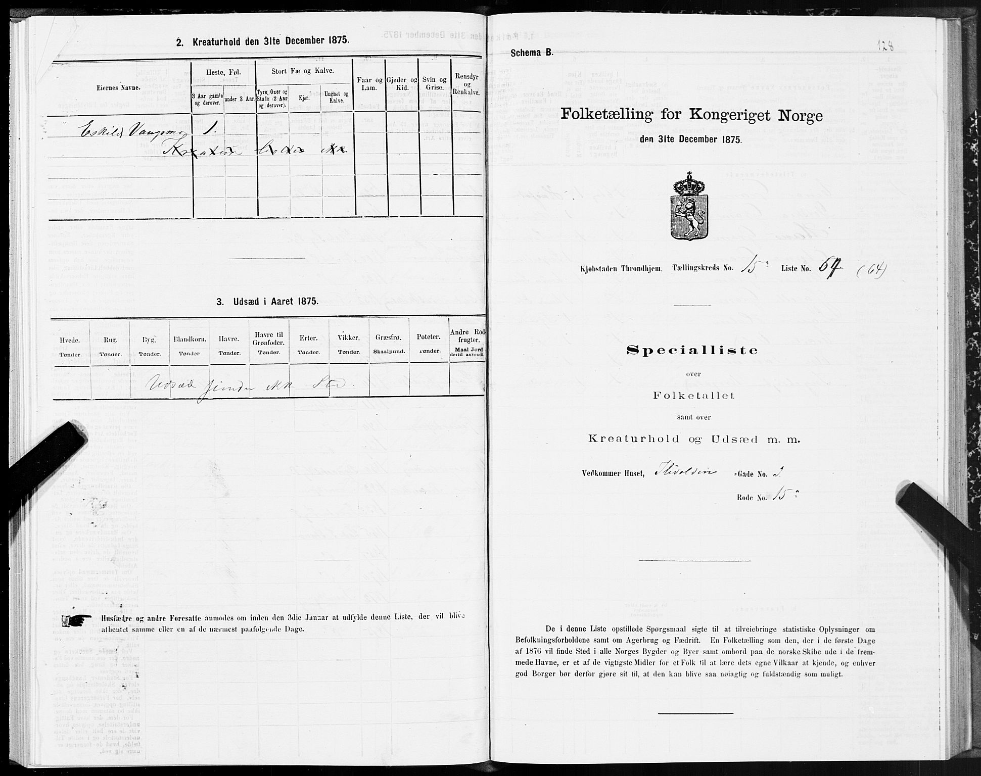 SAT, 1875 census for 1601 Trondheim, 1875, p. 8128