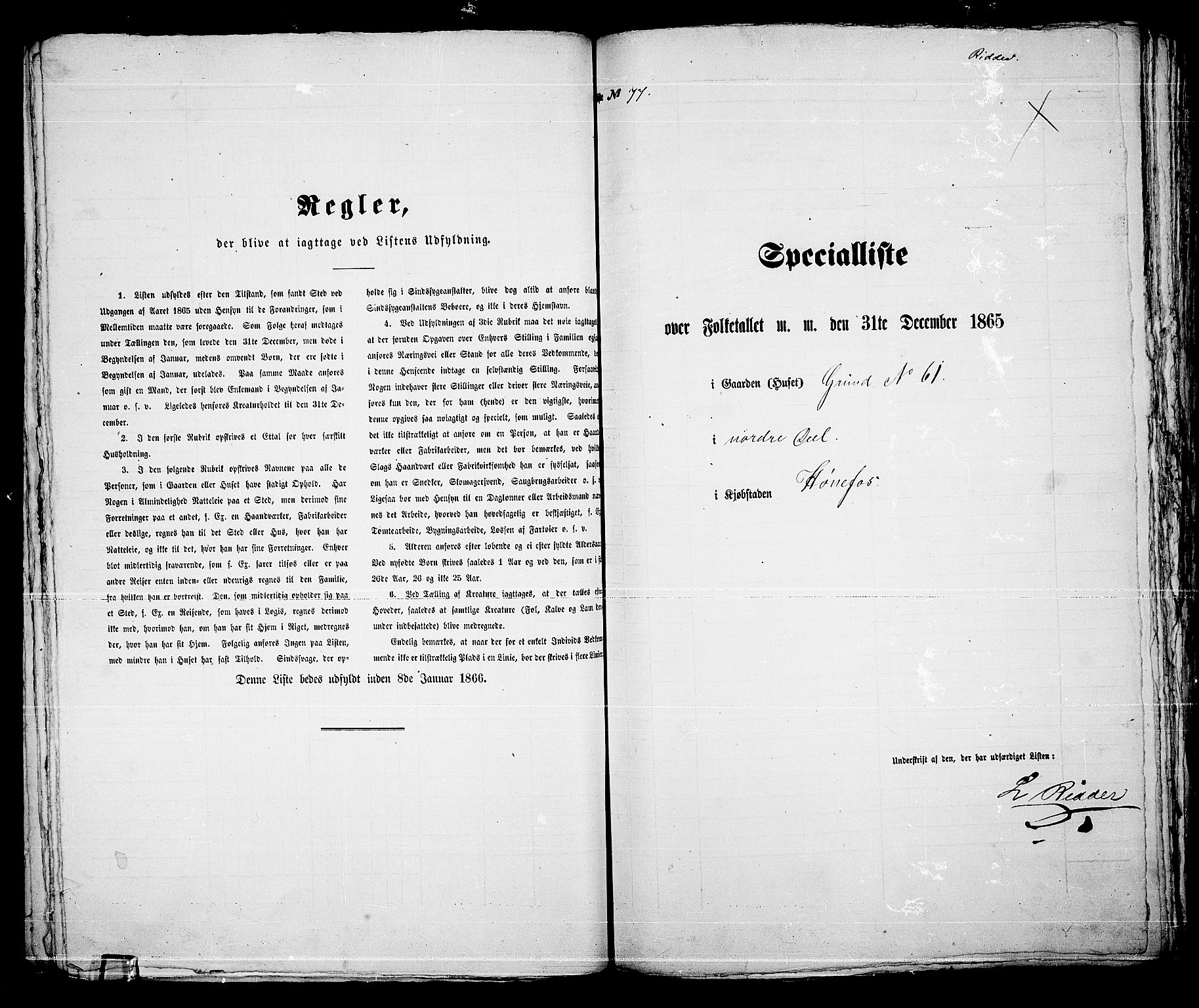 RA, 1865 census for Norderhov/Hønefoss, 1865, p. 148