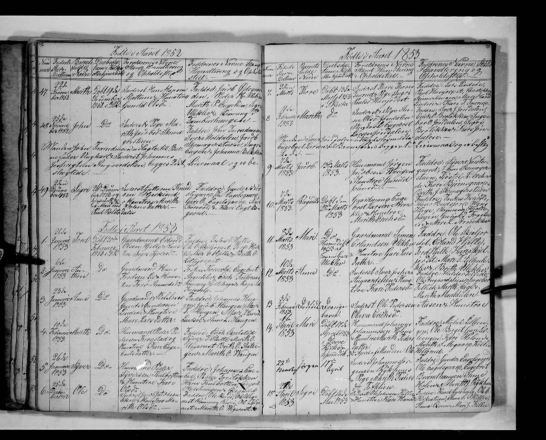 Lesja prestekontor, AV/SAH-PREST-068/H/Ha/Hab/L0003: Parish register (copy) no. 3, 1842-1862, p. 72-73