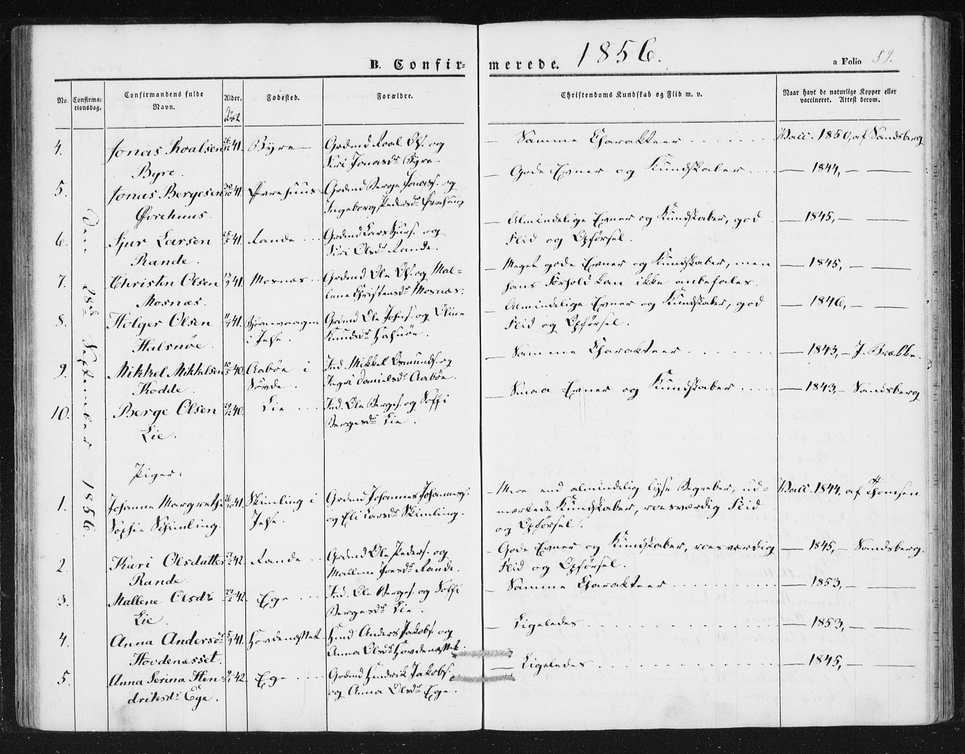 Hjelmeland sokneprestkontor, AV/SAST-A-101843/01/IV/L0010: Parish register (official) no. A 10, 1851-1871, p. 59