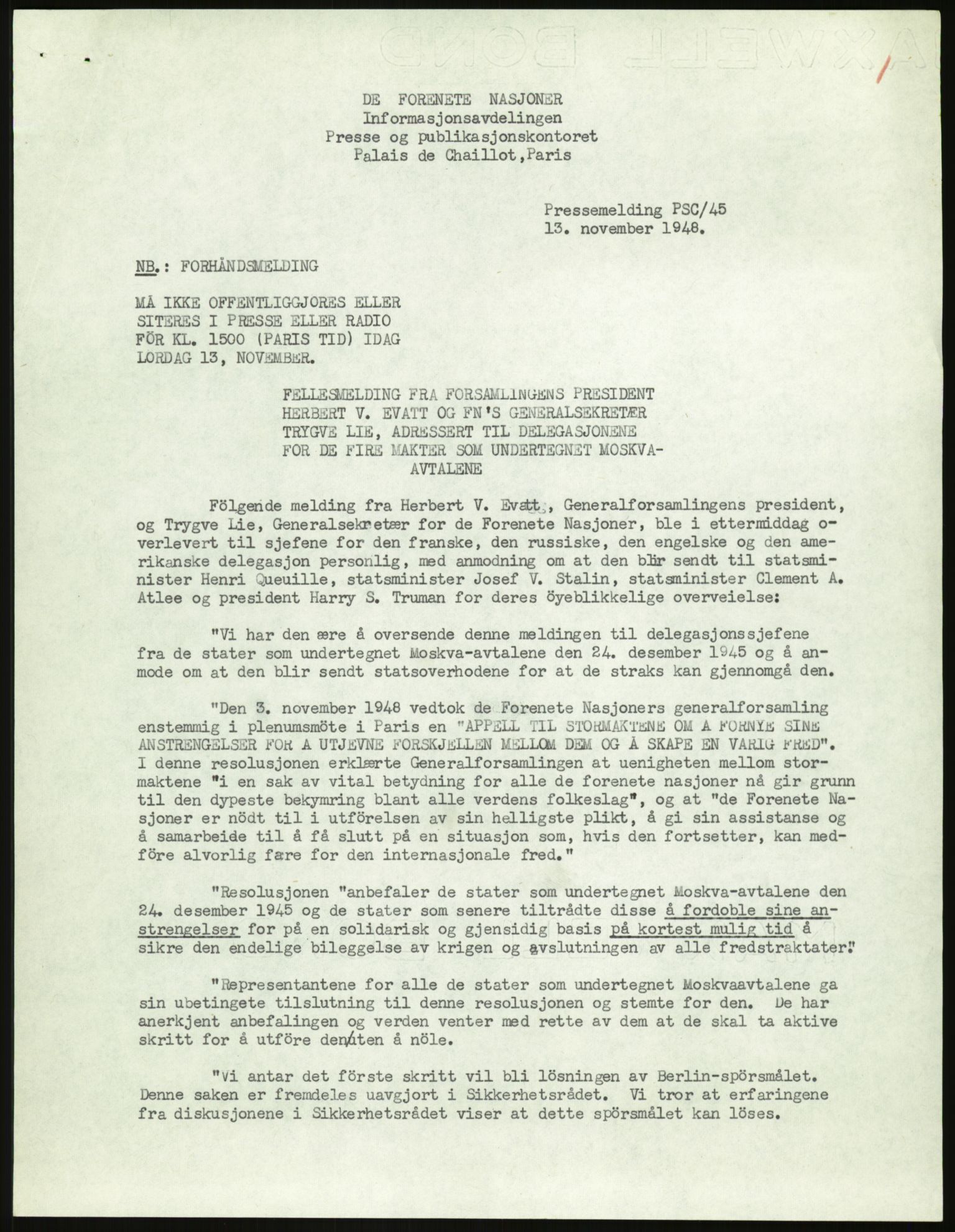 Lie, Trygve, AV/RA-PA-1407/D/L0029: Dokumenter vedr. Kina, 1948-1950, p. 5