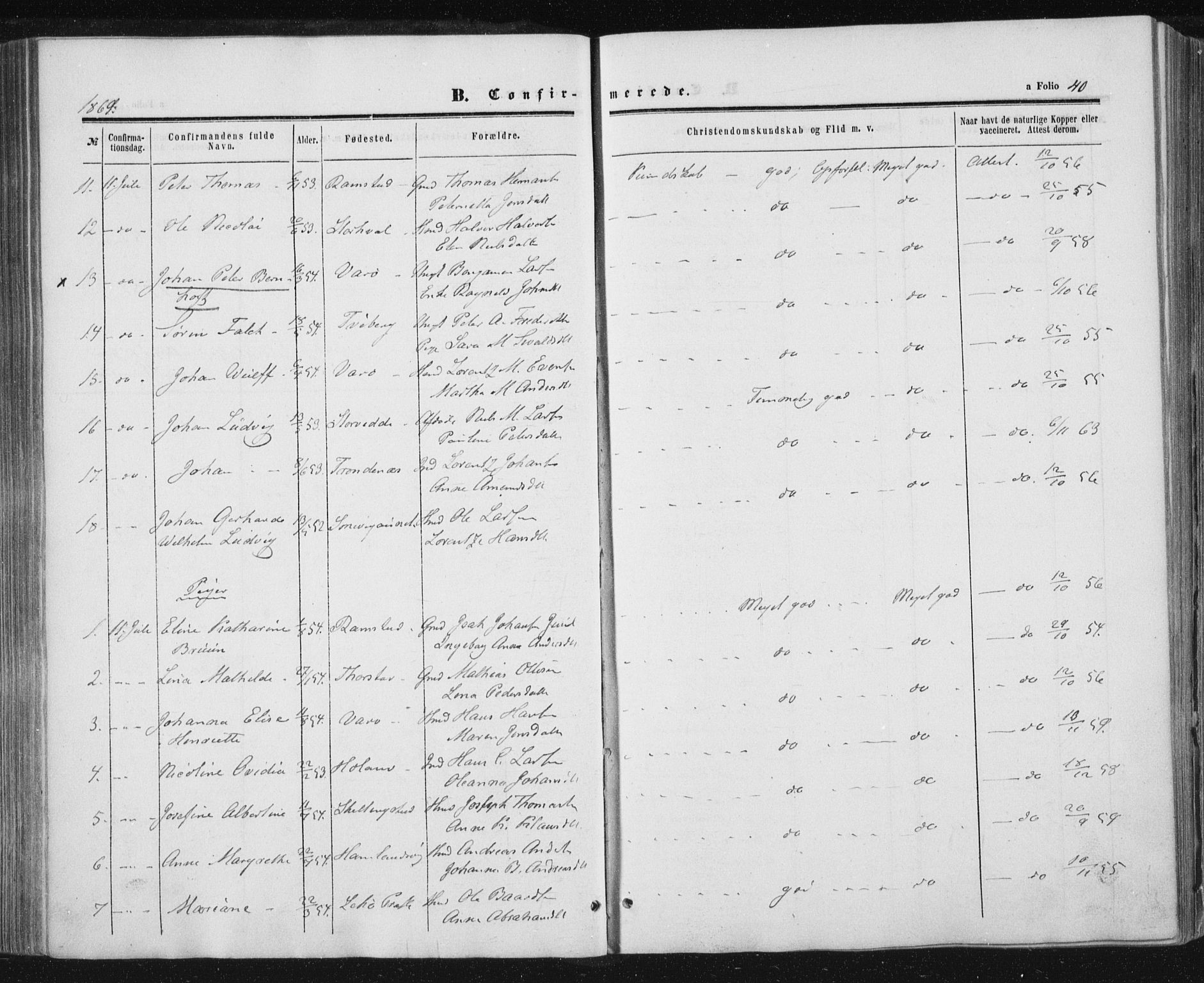 Ministerialprotokoller, klokkerbøker og fødselsregistre - Nord-Trøndelag, AV/SAT-A-1458/784/L0670: Parish register (official) no. 784A05, 1860-1876, p. 40