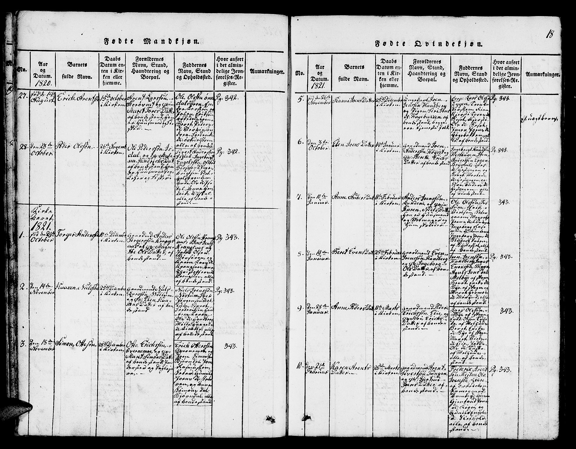 Ministerialprotokoller, klokkerbøker og fødselsregistre - Sør-Trøndelag, SAT/A-1456/665/L0776: Parish register (copy) no. 665C01, 1817-1837, p. 18