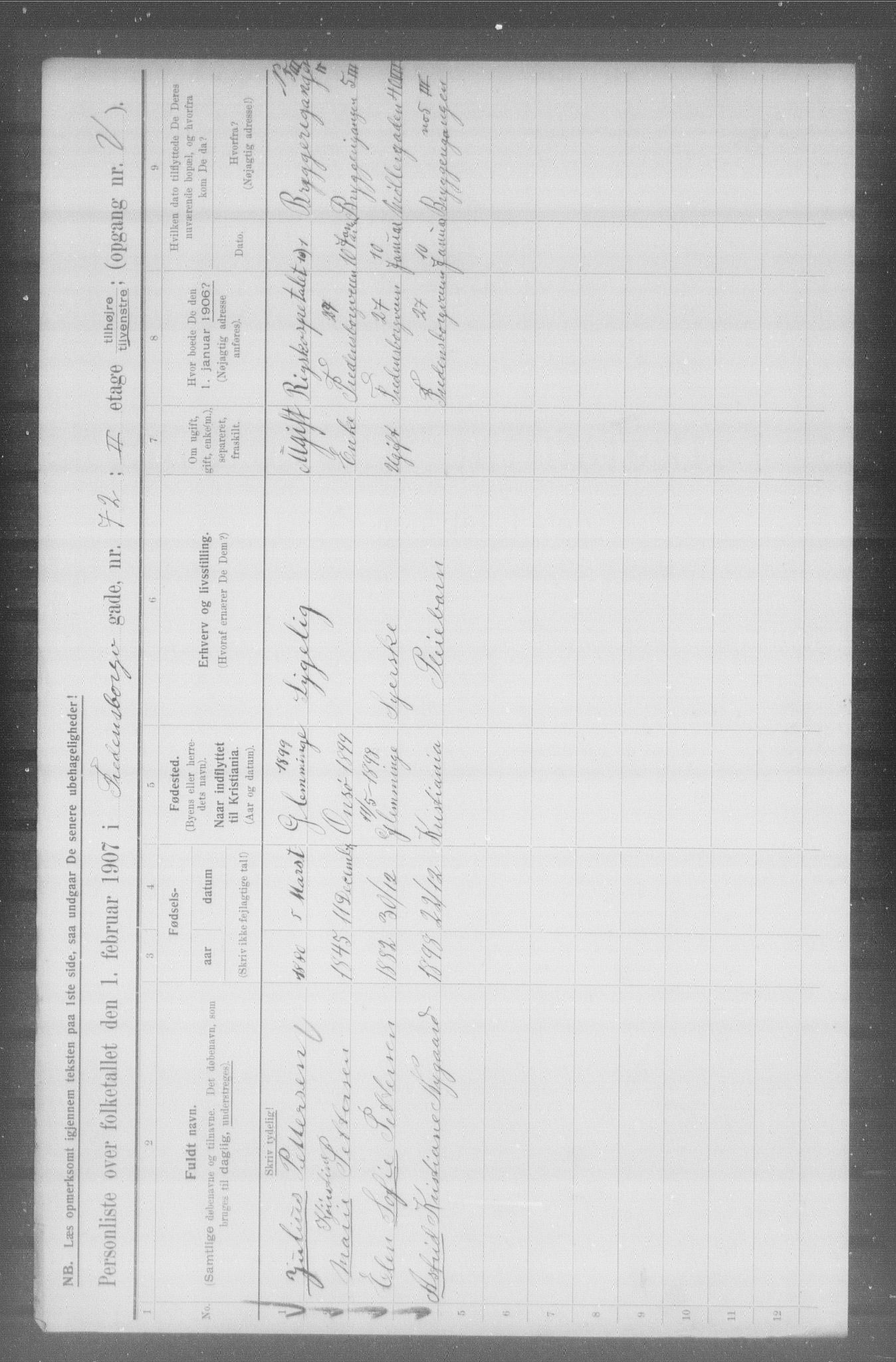 OBA, Municipal Census 1907 for Kristiania, 1907, p. 13499