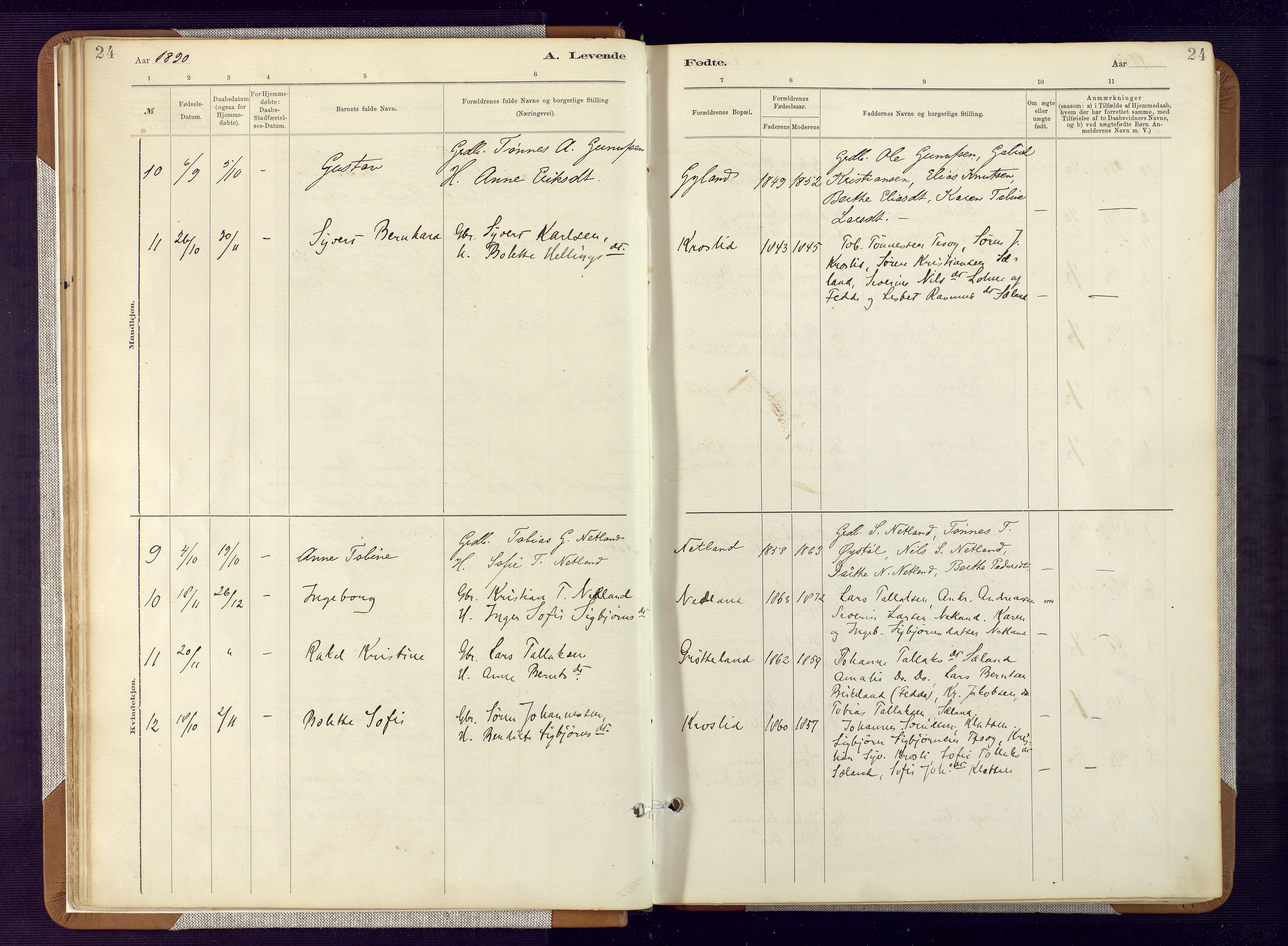 Bakke sokneprestkontor, SAK/1111-0002/F/Fa/Fab/L0003: Parish register (official) no. A 3, 1884-1921, p. 24