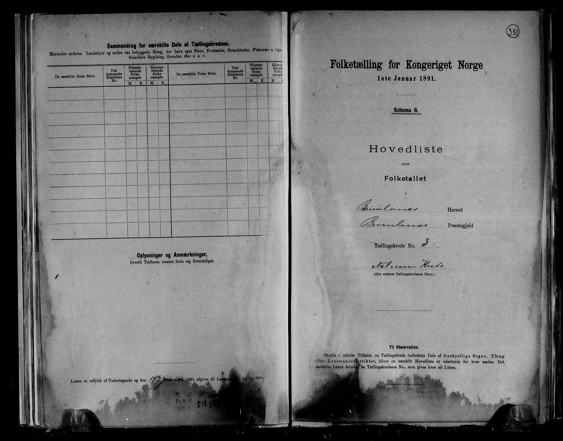 RA, 1891 census for 0726 Brunlanes, 1891, p. 8