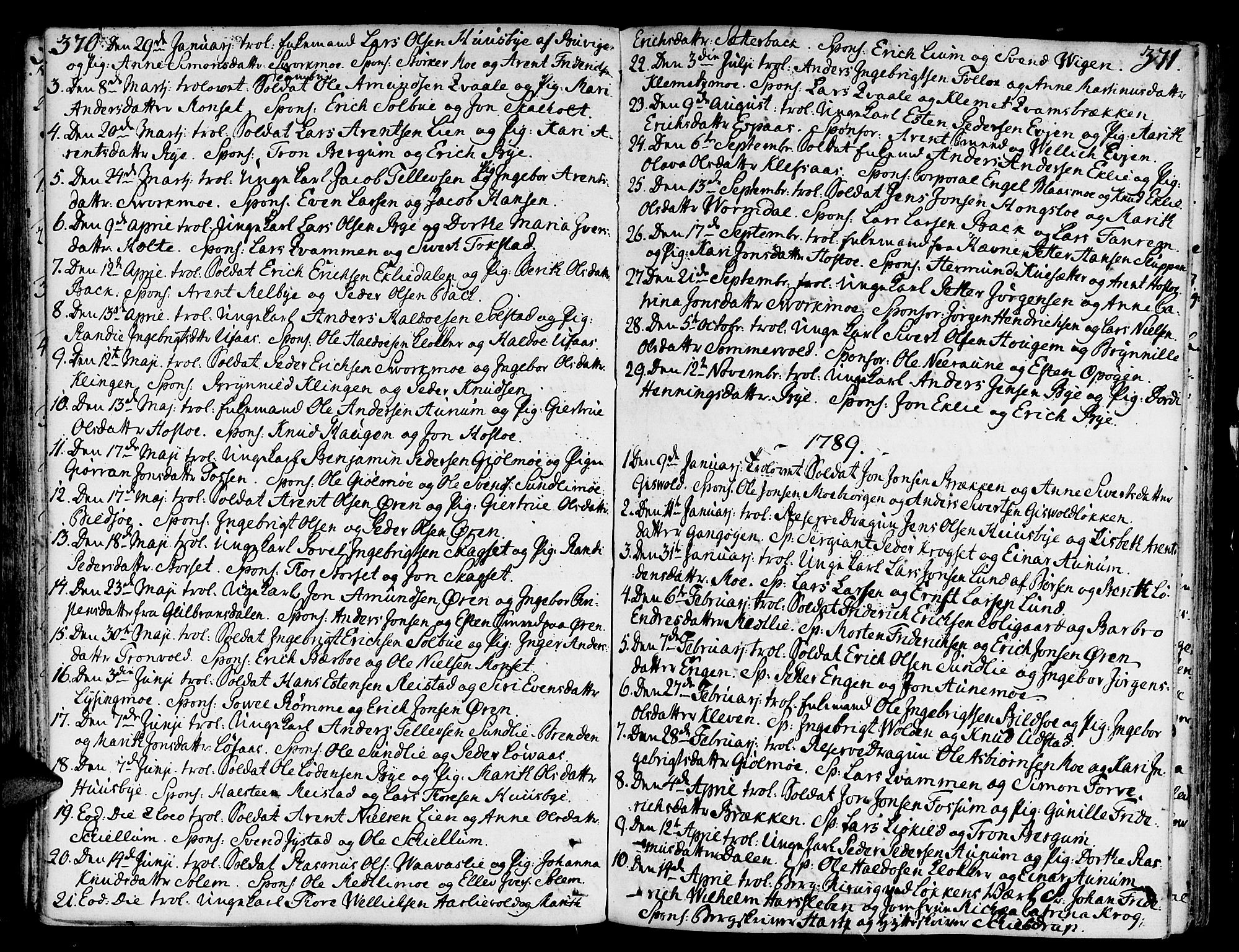 Ministerialprotokoller, klokkerbøker og fødselsregistre - Sør-Trøndelag, SAT/A-1456/668/L0802: Parish register (official) no. 668A02, 1776-1799, p. 370-371
