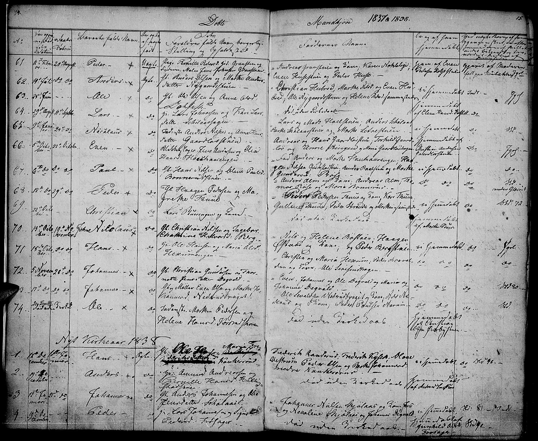 Vestre Toten prestekontor, SAH/PREST-108/H/Ha/Haa/L0003: Parish register (official) no. 3, 1836-1843, p. 14-15