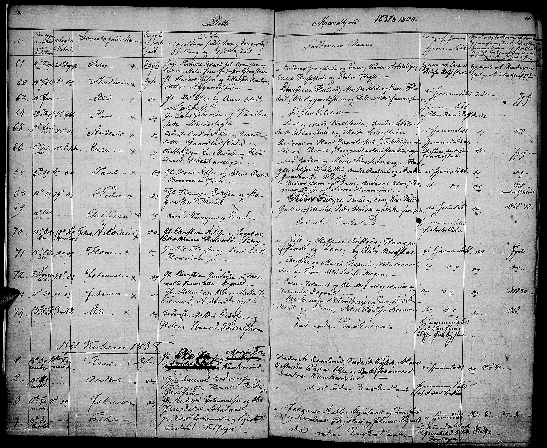 Vestre Toten prestekontor, AV/SAH-PREST-108/H/Ha/Haa/L0003: Parish register (official) no. 3, 1836-1843, p. 14-15