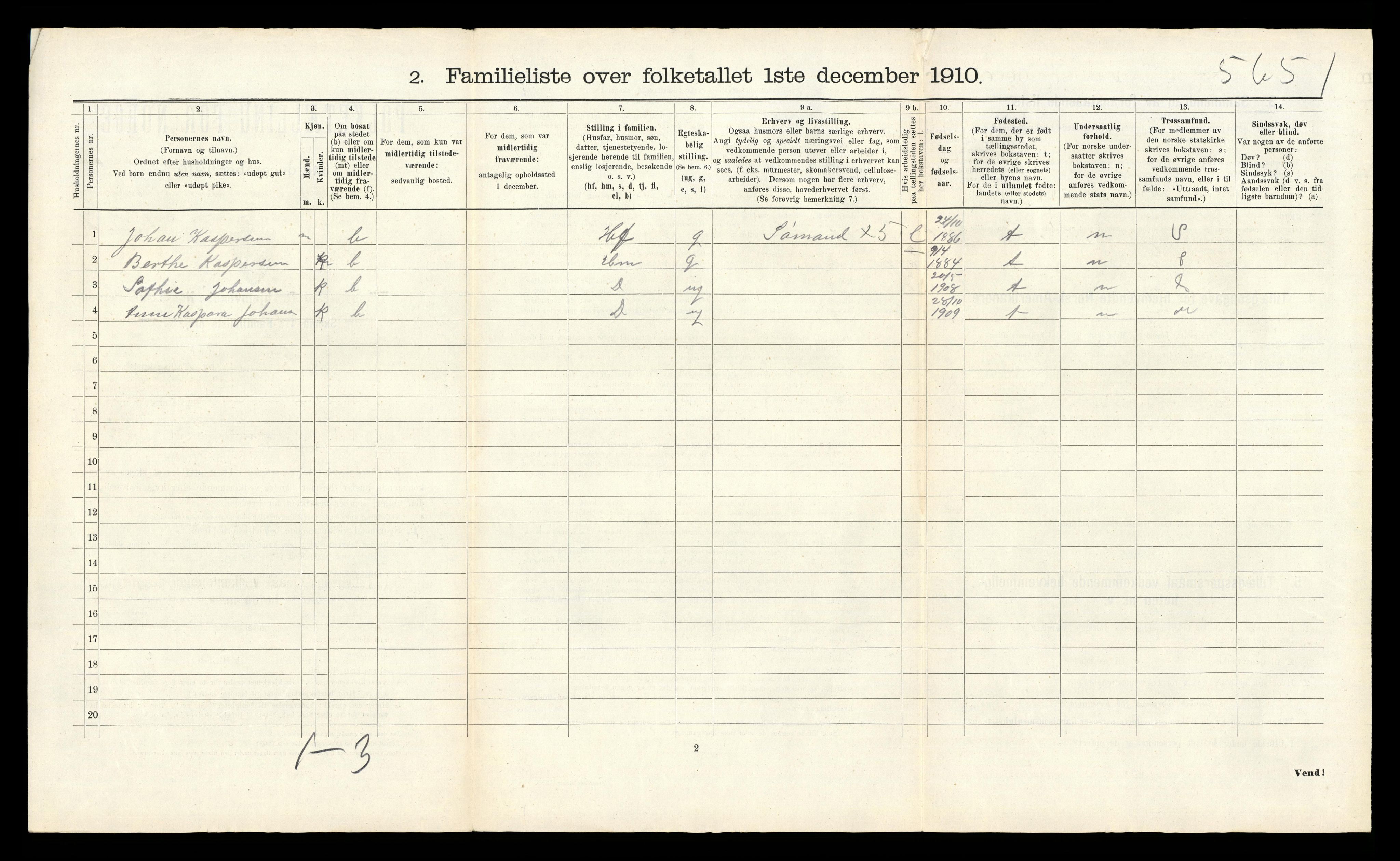 RA, 1910 census for Arendal, 1910, p. 6102