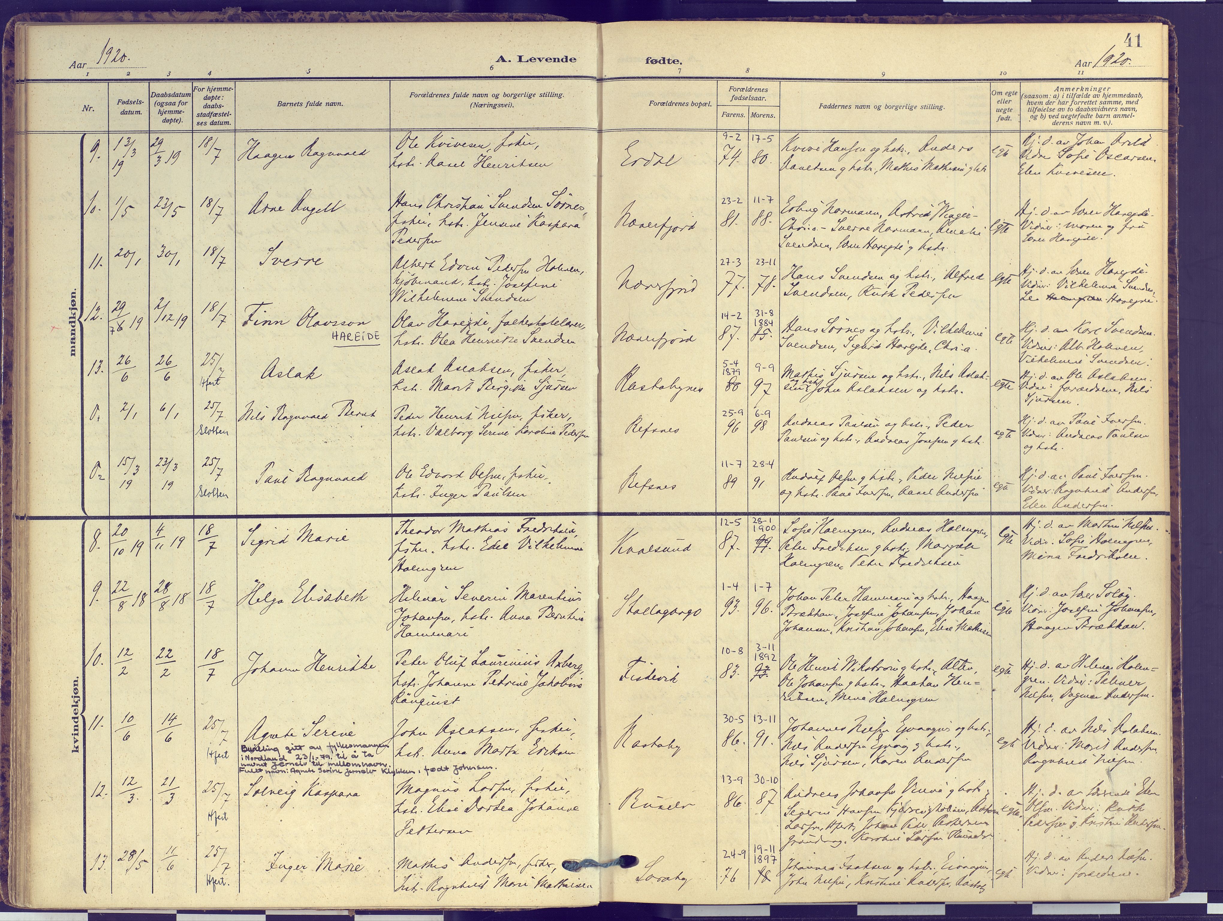 Hammerfest sokneprestkontor, SATØ/S-1347: Parish register (official) no. 16, 1908-1923, p. 41