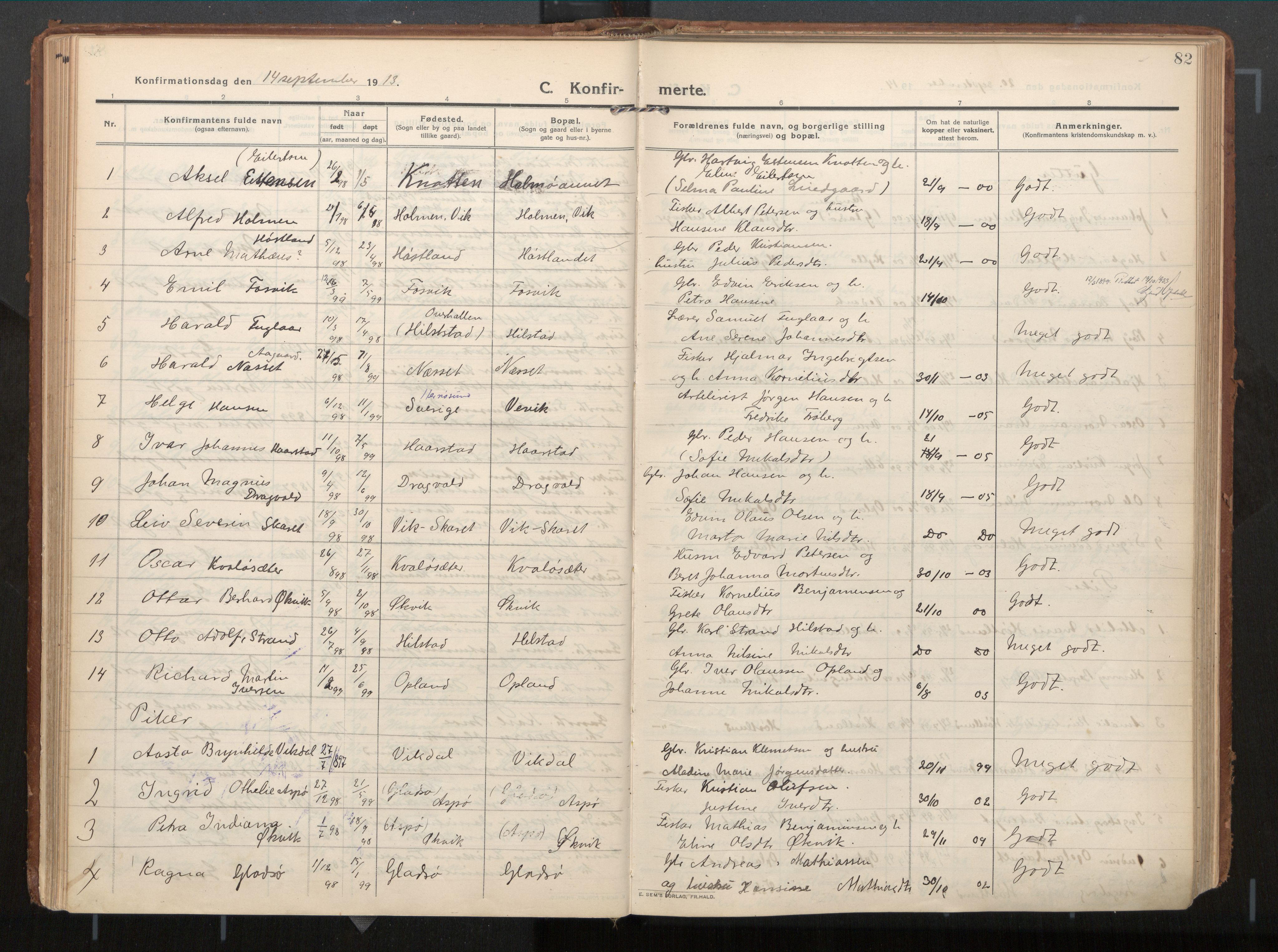 Ministerialprotokoller, klokkerbøker og fødselsregistre - Nord-Trøndelag, SAT/A-1458/771/L0598: Parish register (official) no. 771A05, 1911-1937, p. 82