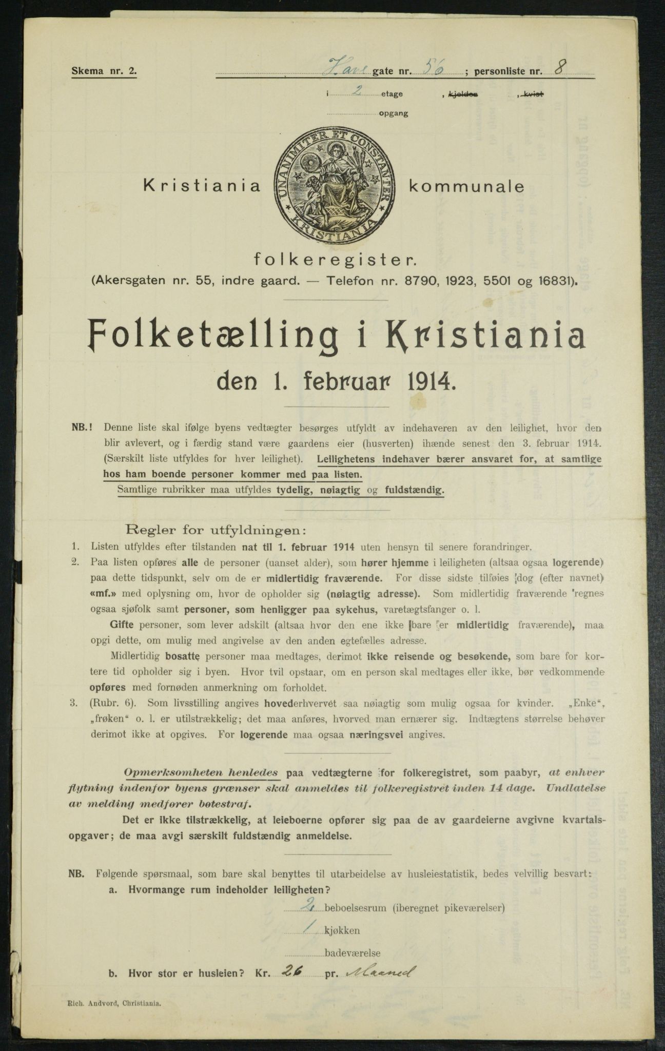 OBA, Municipal Census 1914 for Kristiania, 1914, p. 34057