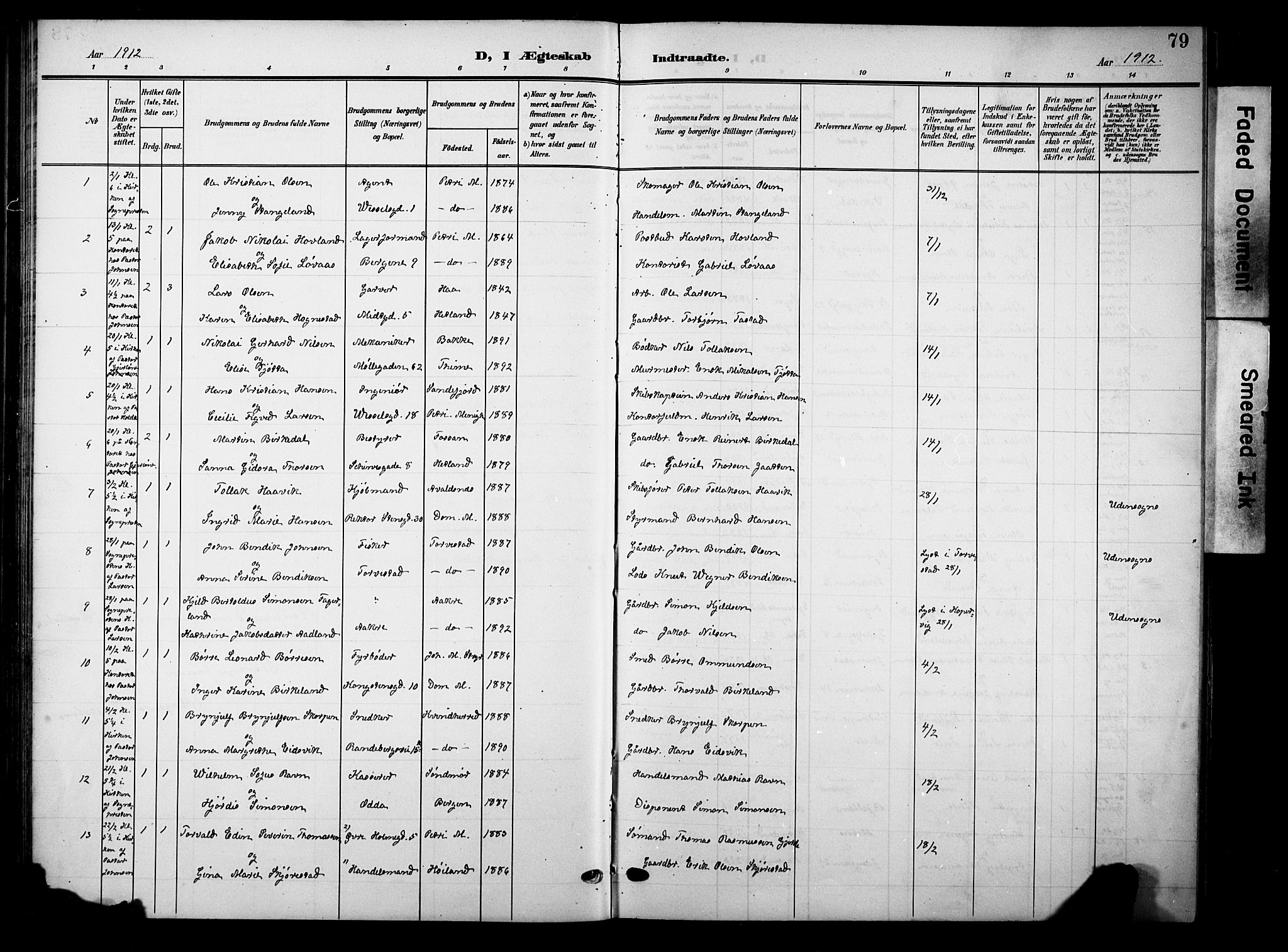 Domkirken sokneprestkontor, SAST/A-101812/001/30/30BB/L0017: Parish register (copy) no. B 17, 1902-1921, p. 79