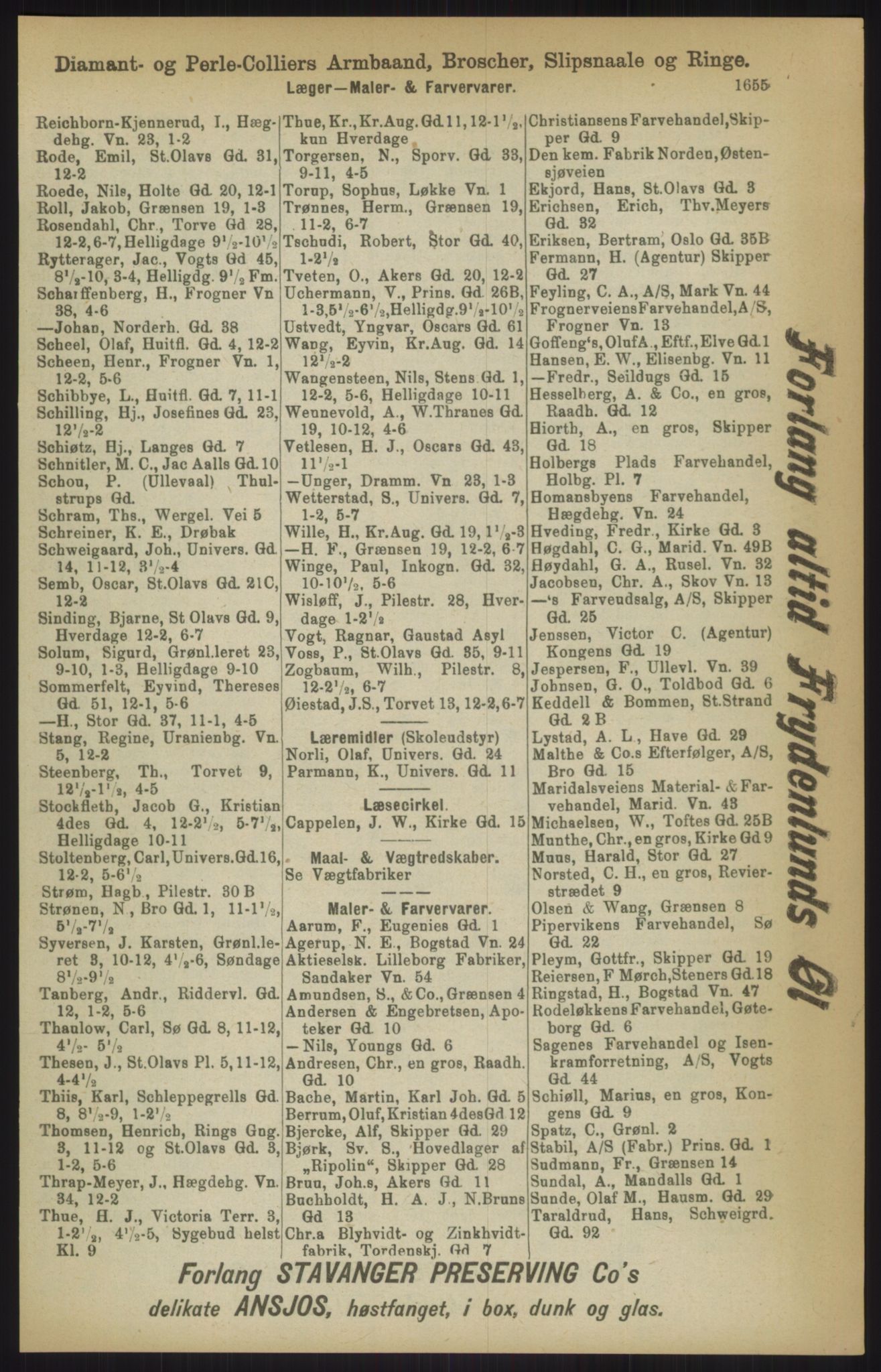 Kristiania/Oslo adressebok, PUBL/-, 1911, p. 1655