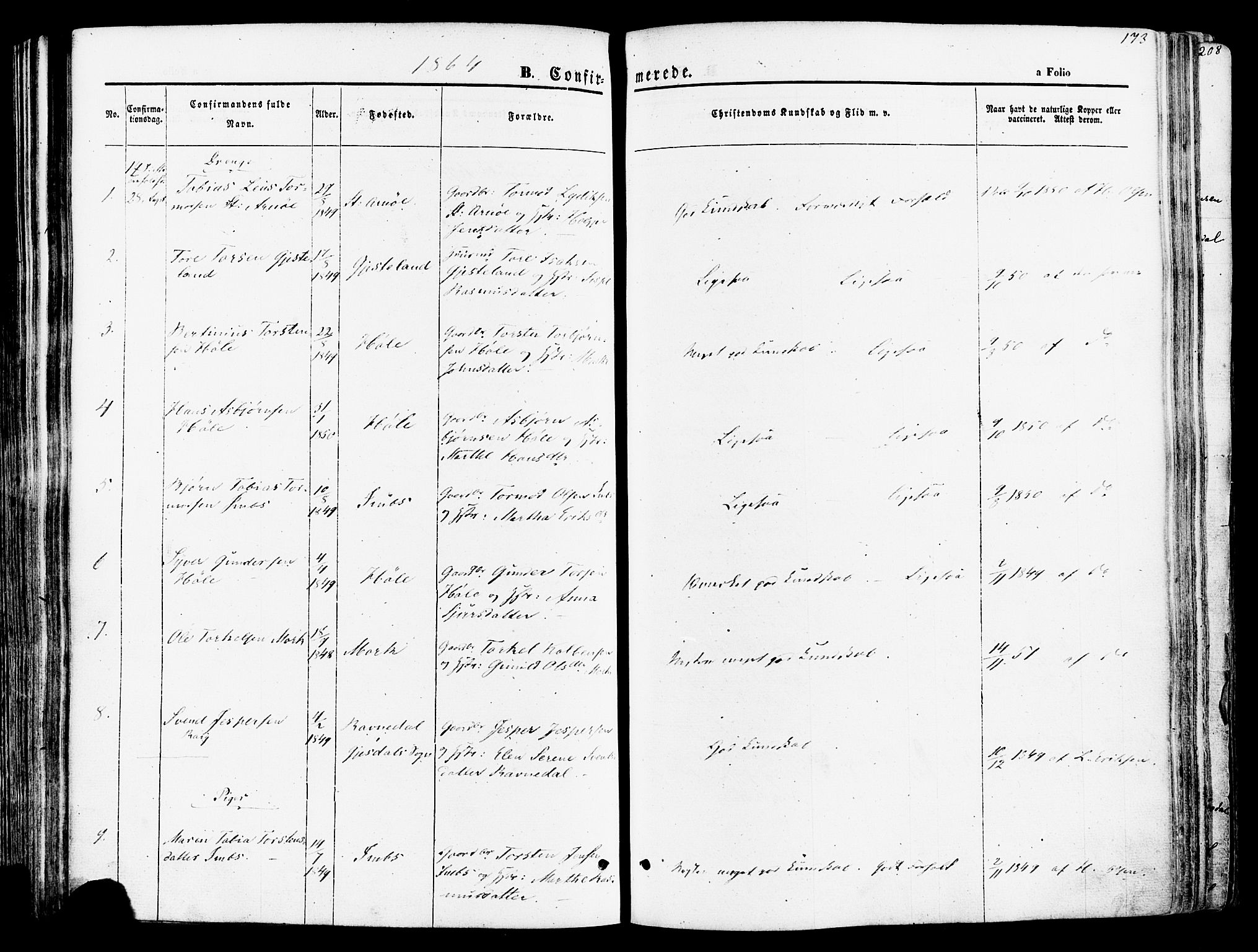 Høgsfjord sokneprestkontor, SAST/A-101624/H/Ha/Haa/L0002: Parish register (official) no. A 2, 1855-1885, p. 173
