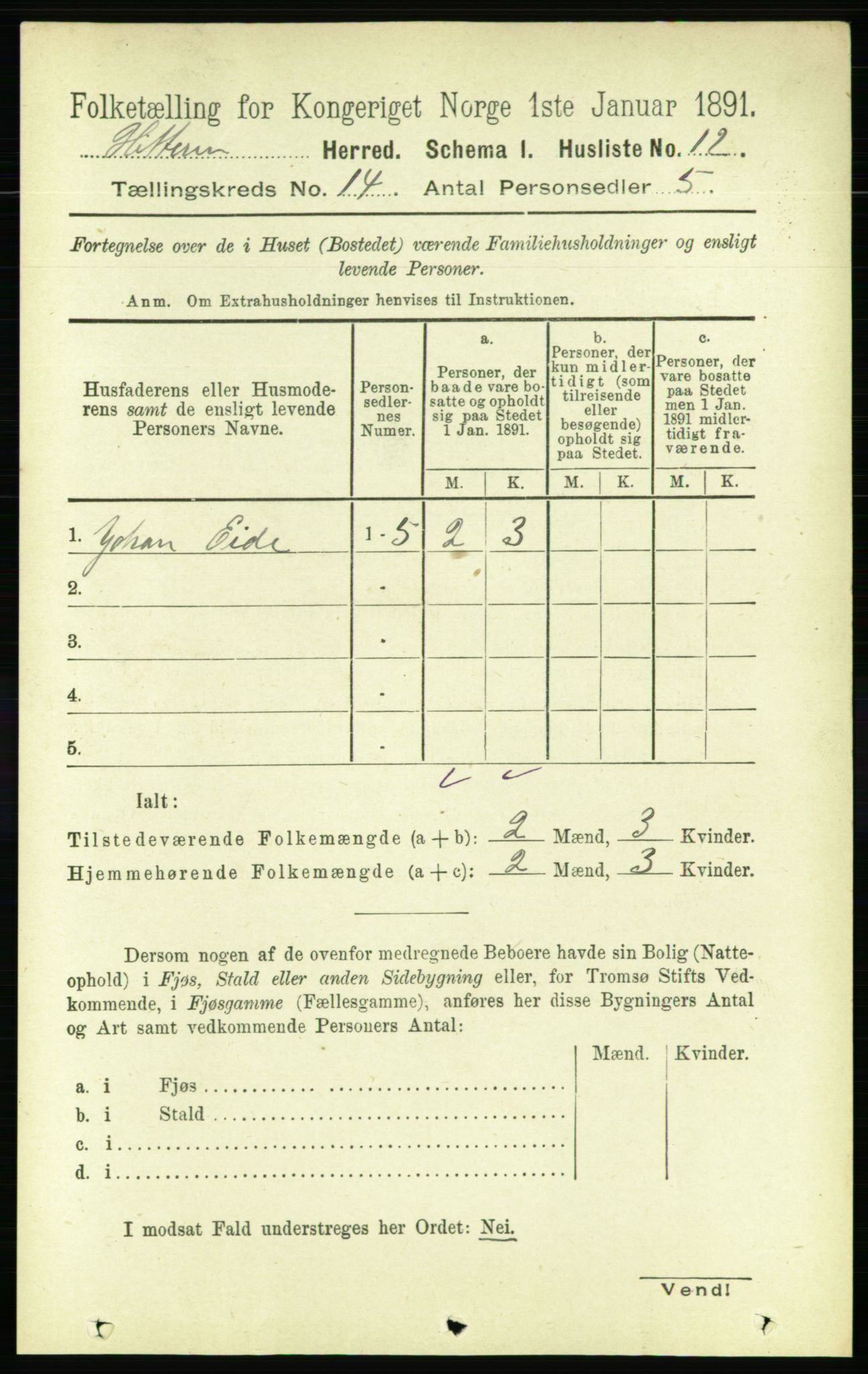 RA, 1891 census for 1617 Hitra, 1891, p. 2965