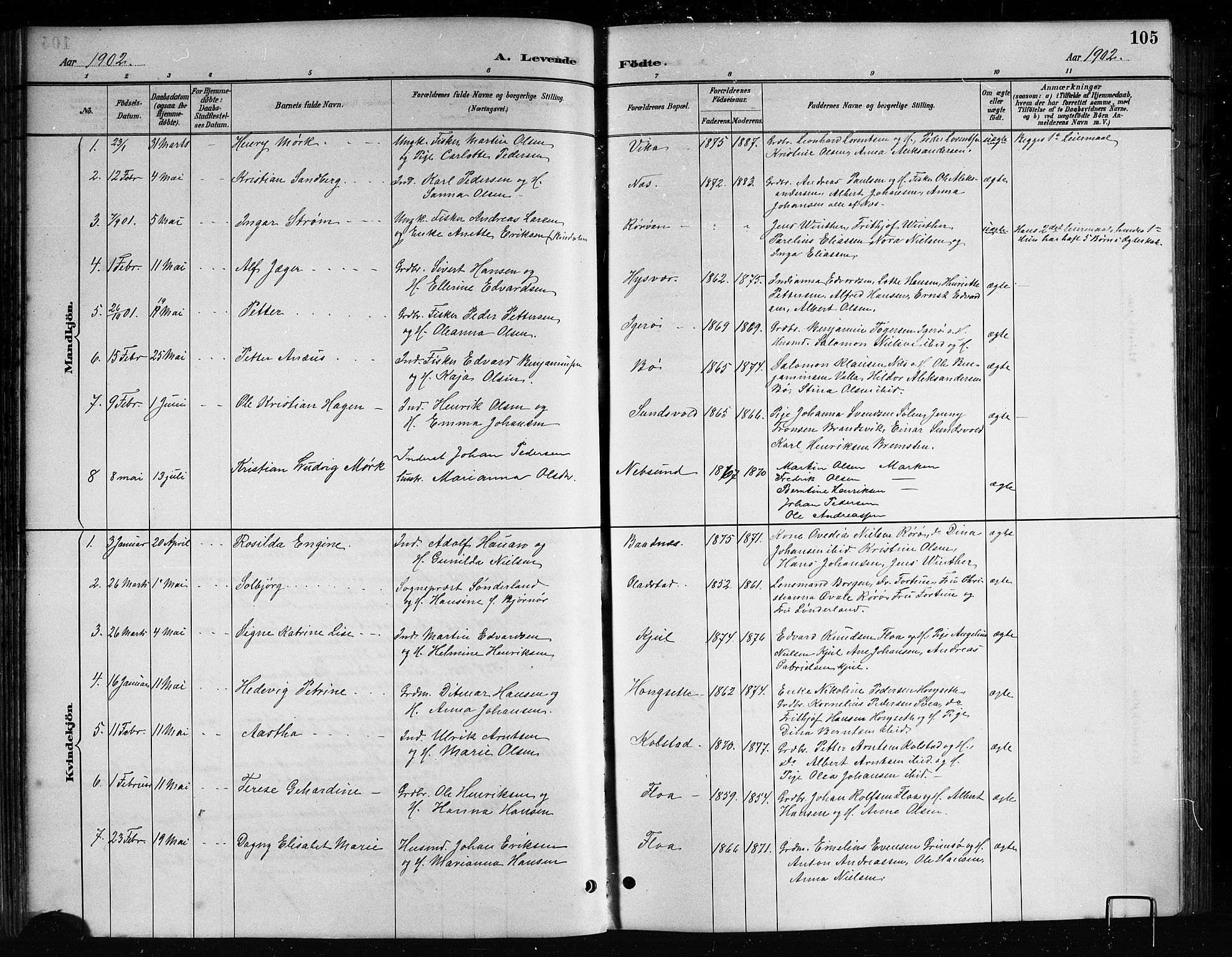 Ministerialprotokoller, klokkerbøker og fødselsregistre - Nordland, AV/SAT-A-1459/816/L0253: Parish register (copy) no. 816C03, 1886-1905, p. 105