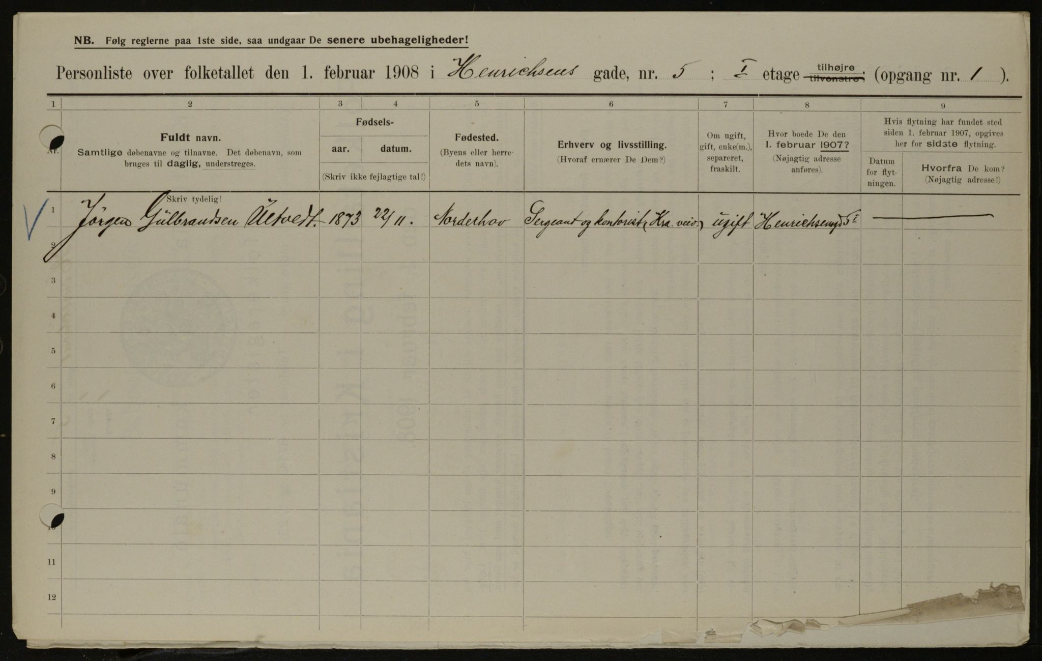 OBA, Municipal Census 1908 for Kristiania, 1908, p. 34690