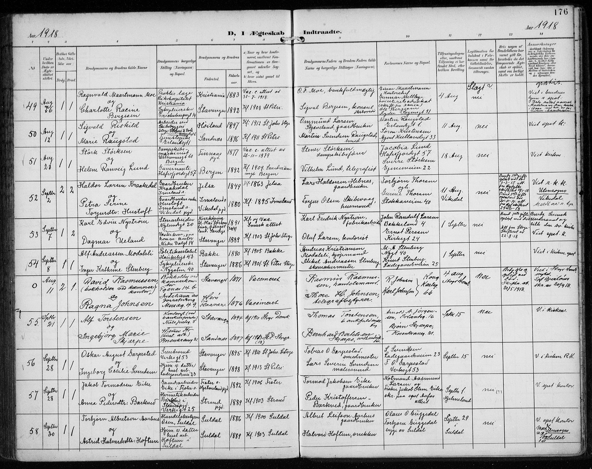 St. Petri sokneprestkontor, AV/SAST-A-101813/002/A/L0003: Parish register (official) no. A 24, 1900-1921, p. 176