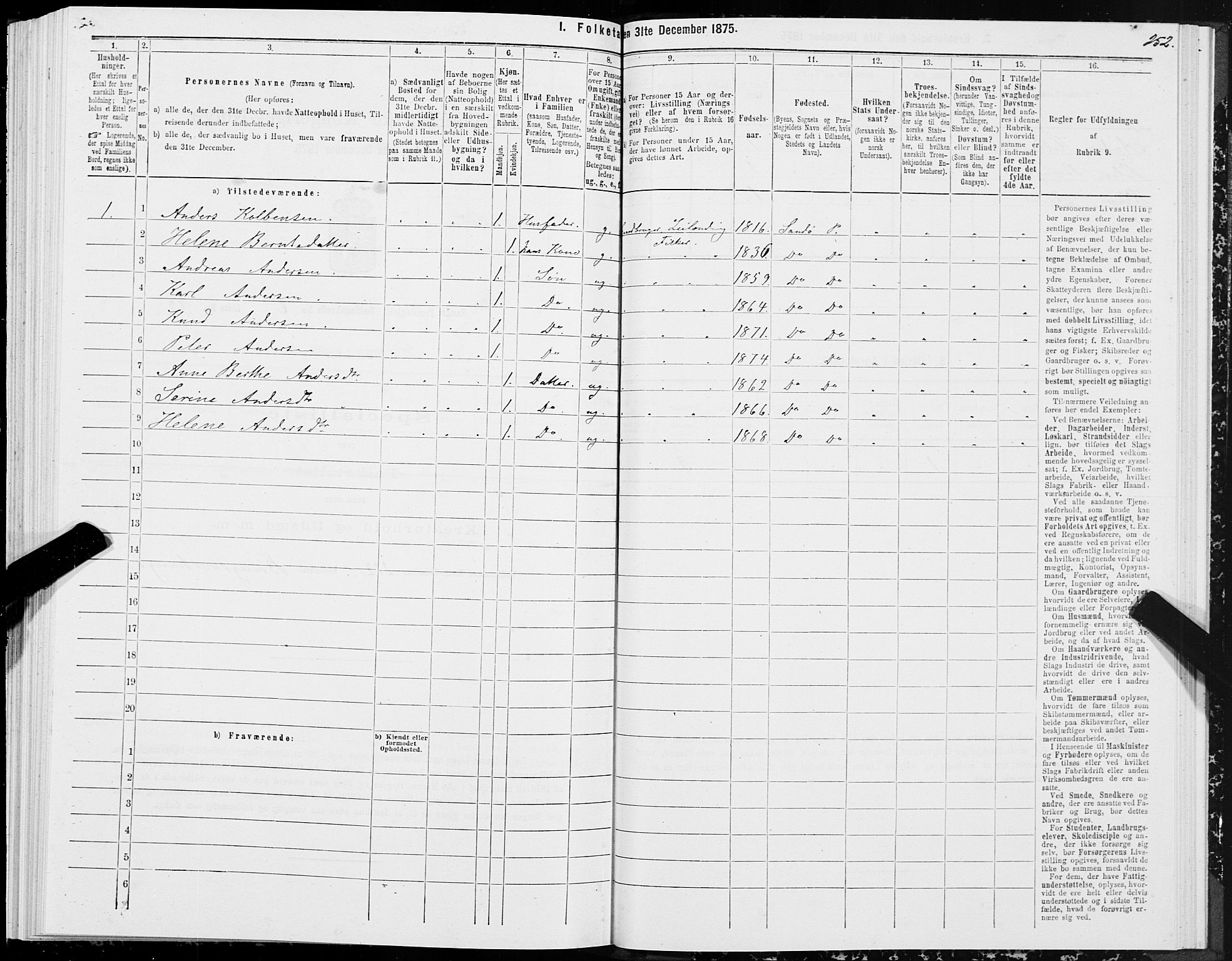 SAT, 1875 census for 1514P Sande, 1875, p. 3252