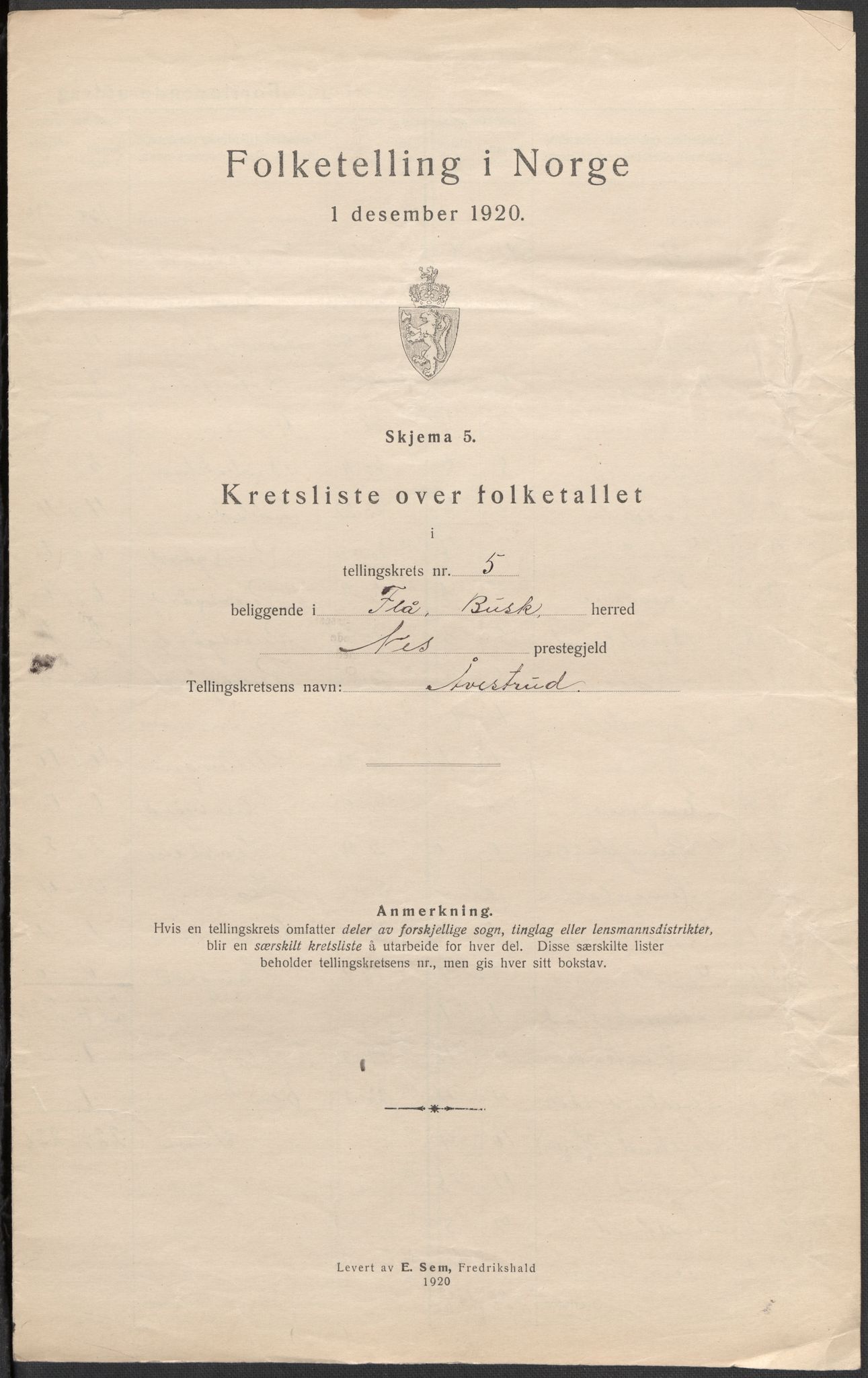 SAKO, 1920 census for Flå, 1920, p. 22
