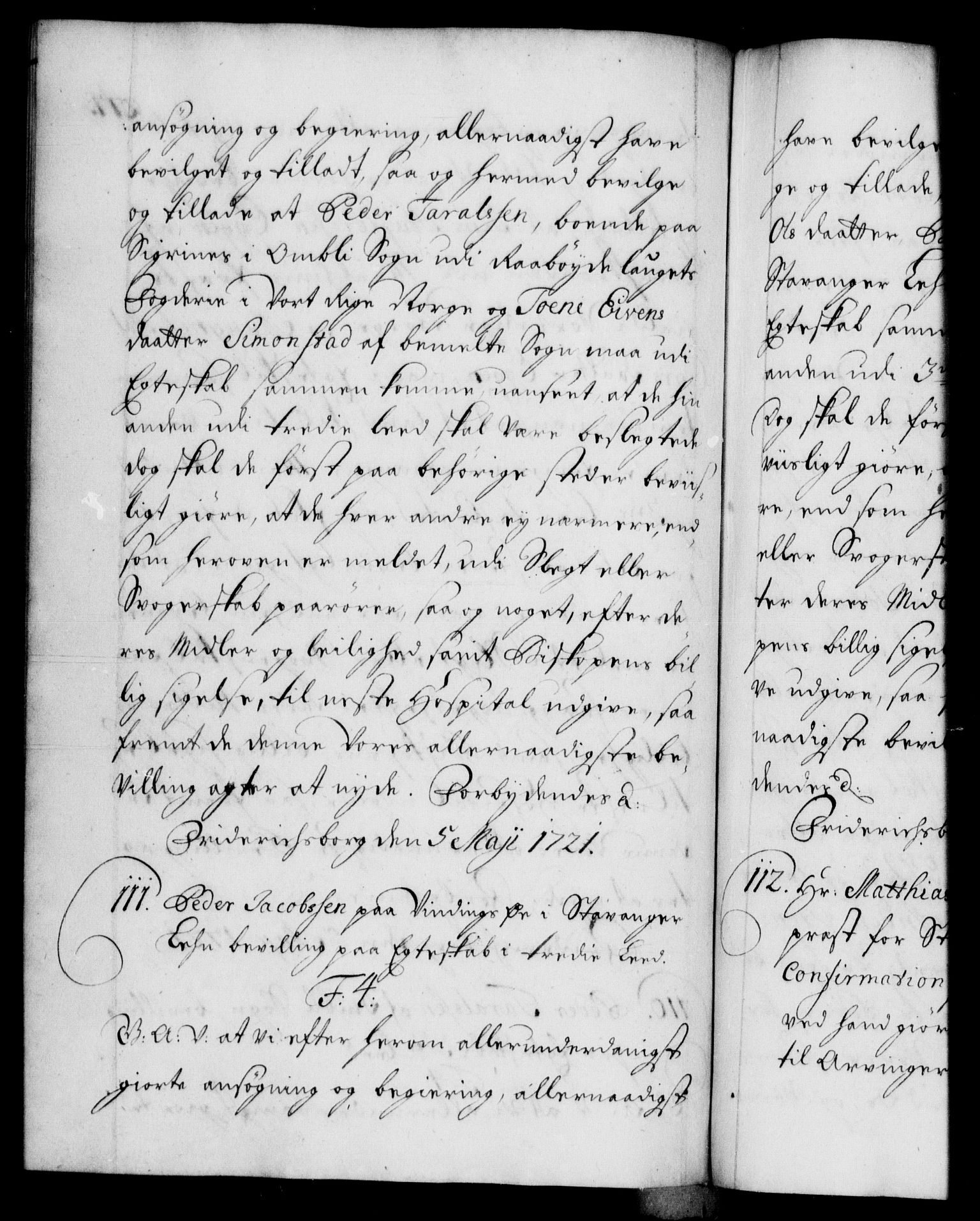 Danske Kanselli 1572-1799, AV/RA-EA-3023/F/Fc/Fca/Fcaa/L0023: Norske registre, 1720-1722, p. 277b