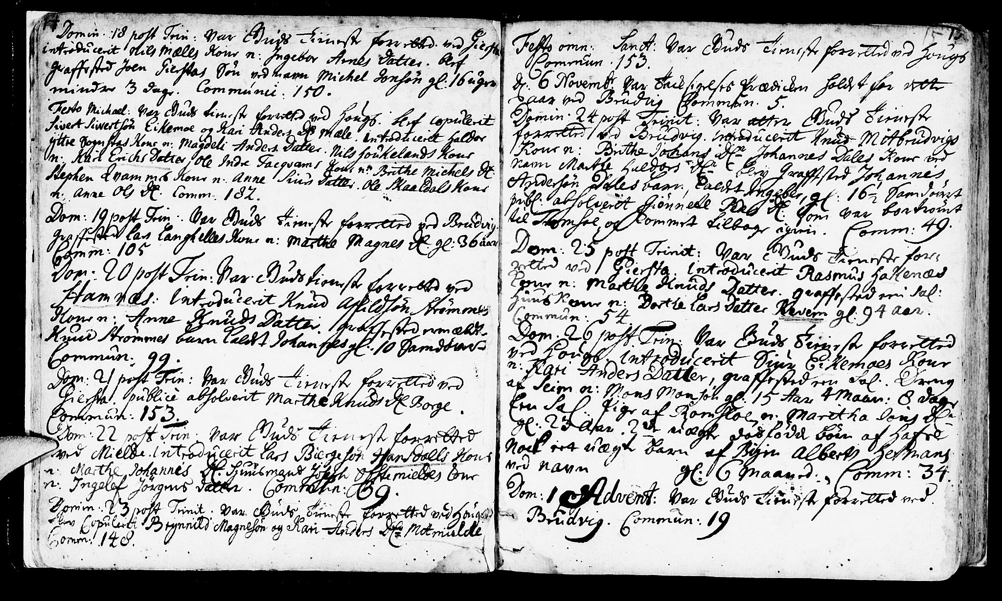 Haus sokneprestembete, SAB/A-75601/H/Haa: Parish register (official) no. A 4, 1723-1733, p. 14-15