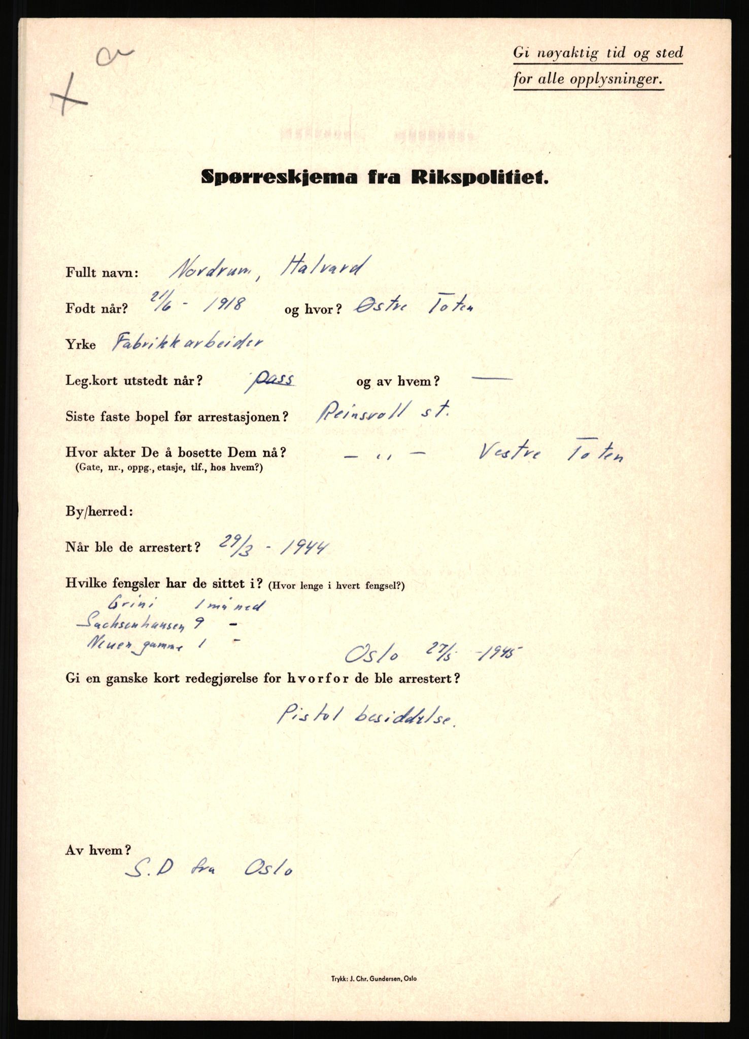 Rikspolitisjefen, AV/RA-S-1560/L/L0012: Mogensen, Øivind - Noraas, Lars, 1940-1945, p. 1036