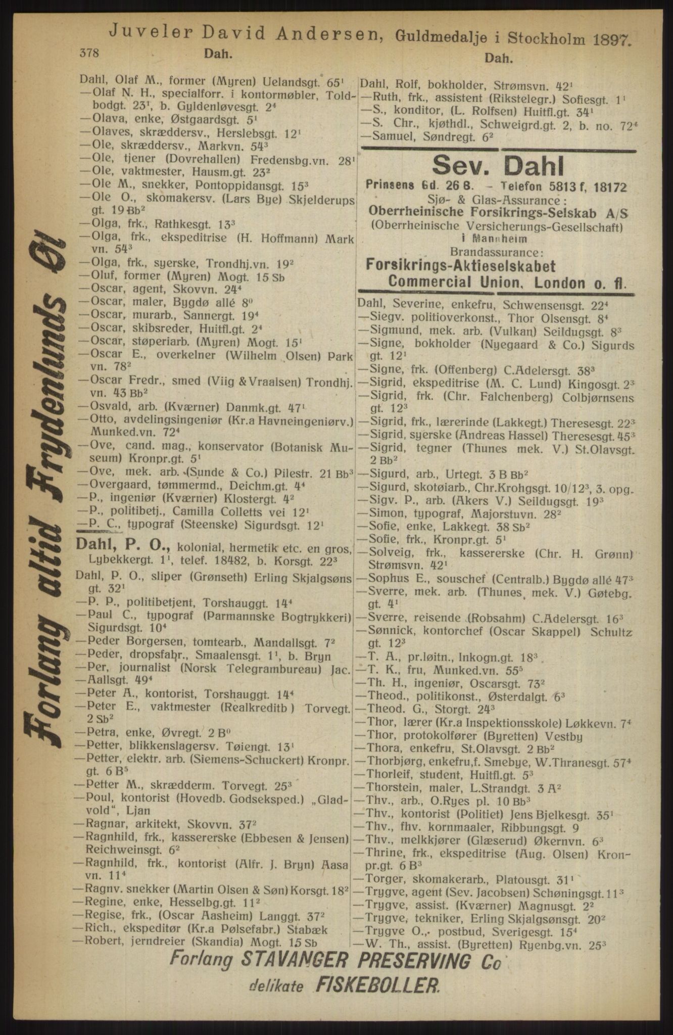 Kristiania/Oslo adressebok, PUBL/-, 1914, p. 378