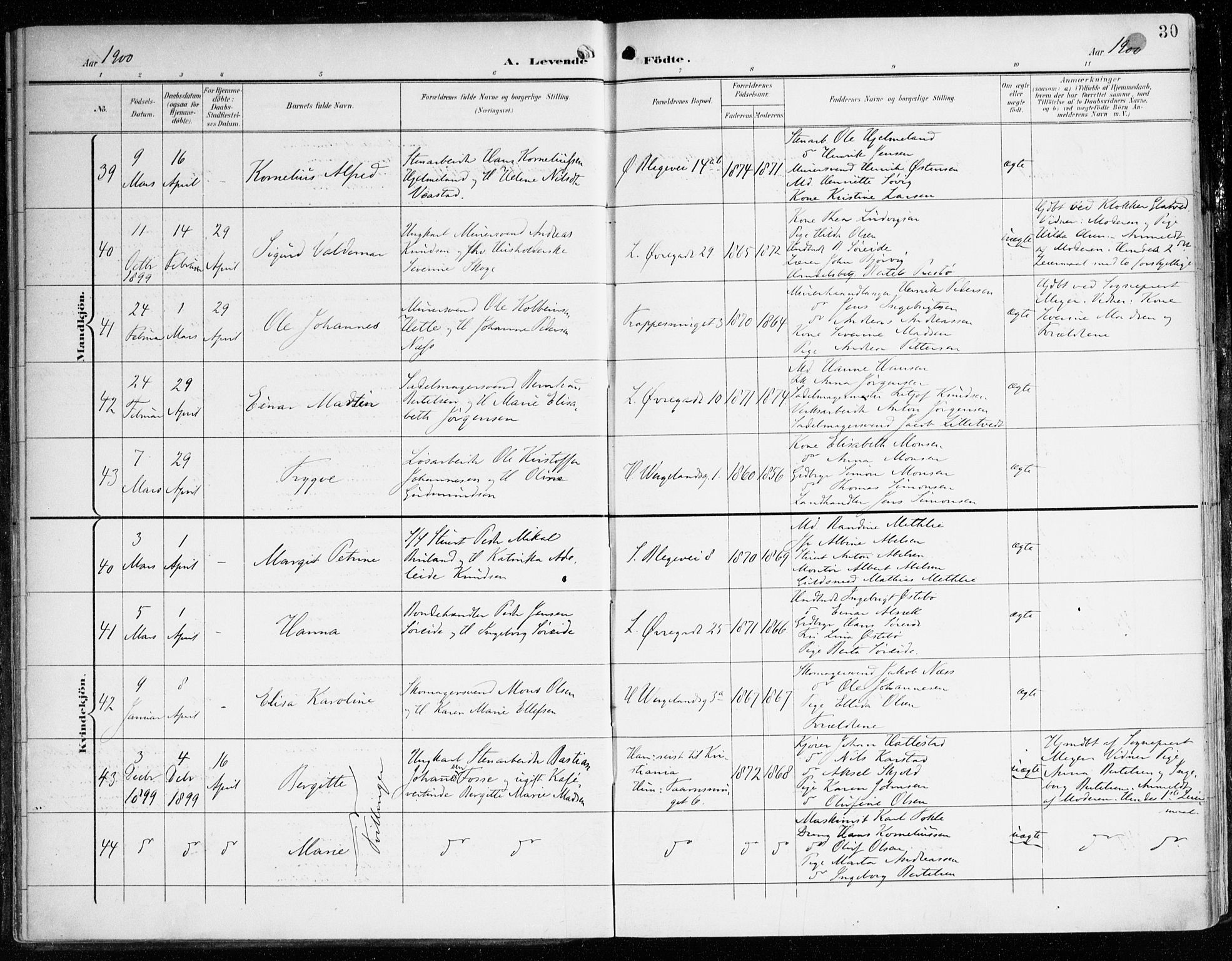 Korskirken sokneprestembete, SAB/A-76101/H/Haa/L0023: Parish register (official) no. B 9, 1899-1908, p. 30
