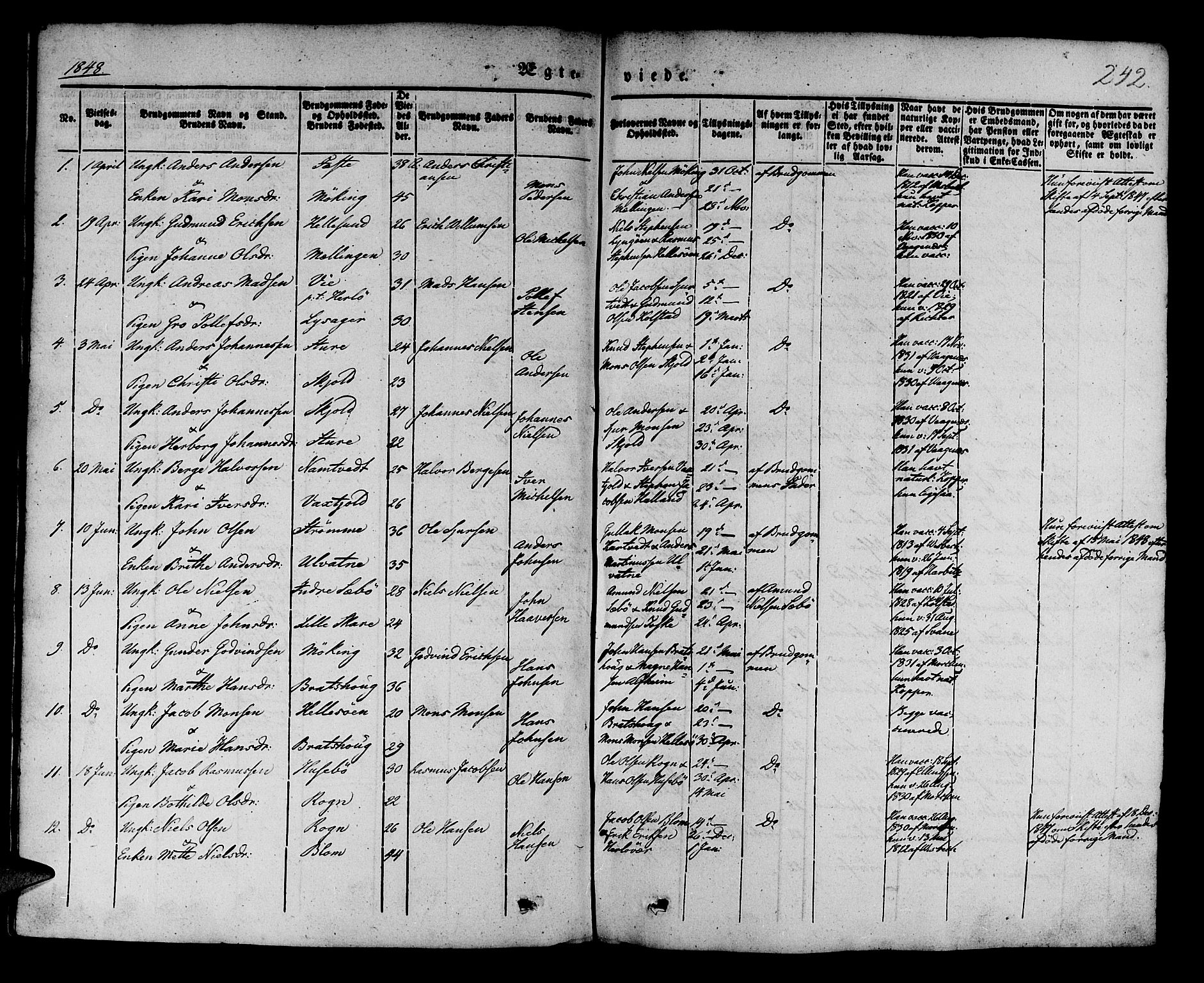 Manger sokneprestembete, AV/SAB-A-76801/H/Haa: Parish register (official) no. A 5, 1839-1848, p. 242