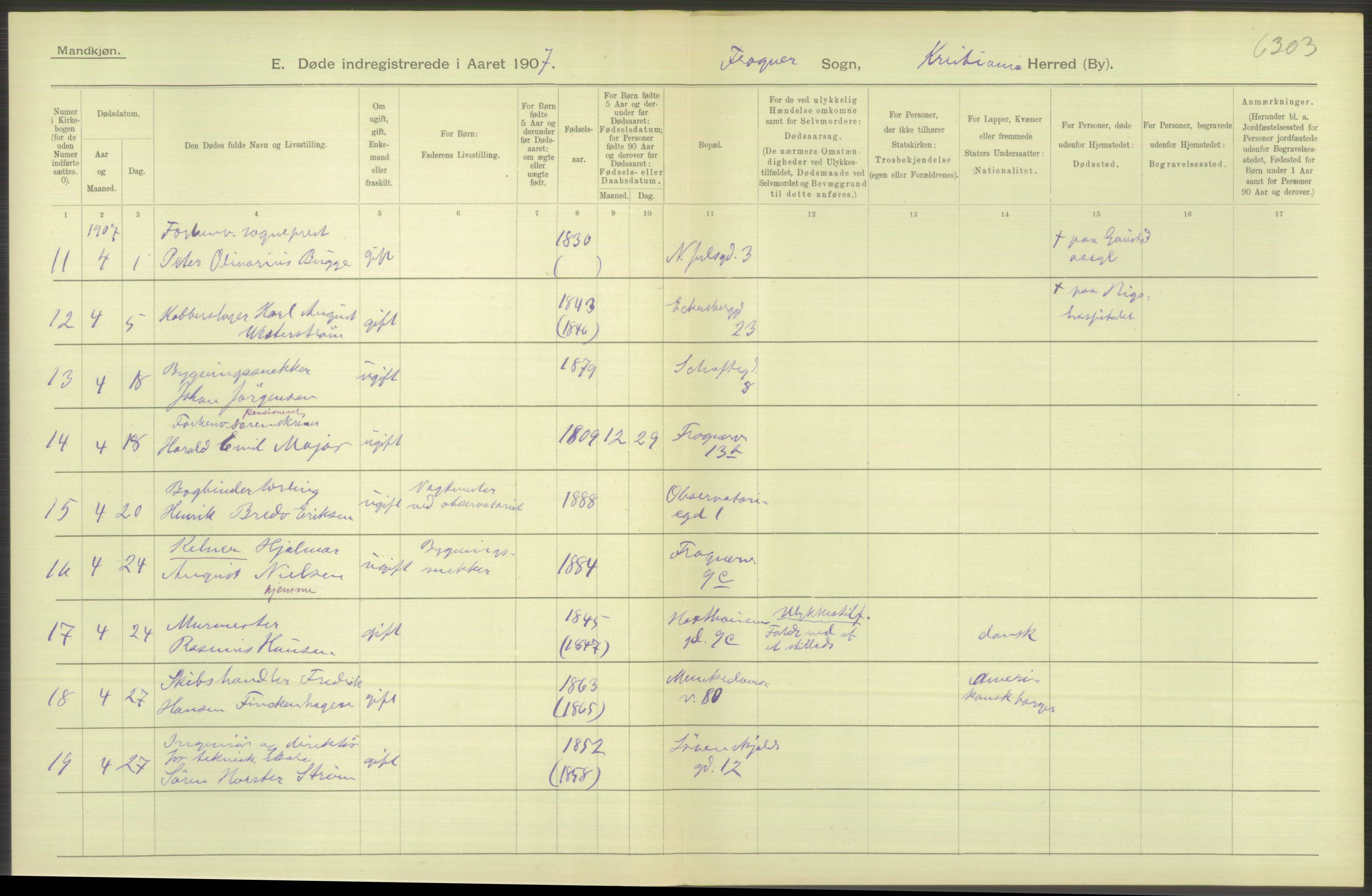 Statistisk sentralbyrå, Sosiodemografiske emner, Befolkning, AV/RA-S-2228/D/Df/Dfa/Dfae/L0010: Kristiania: Døde, dødfødte, 1907, p. 530