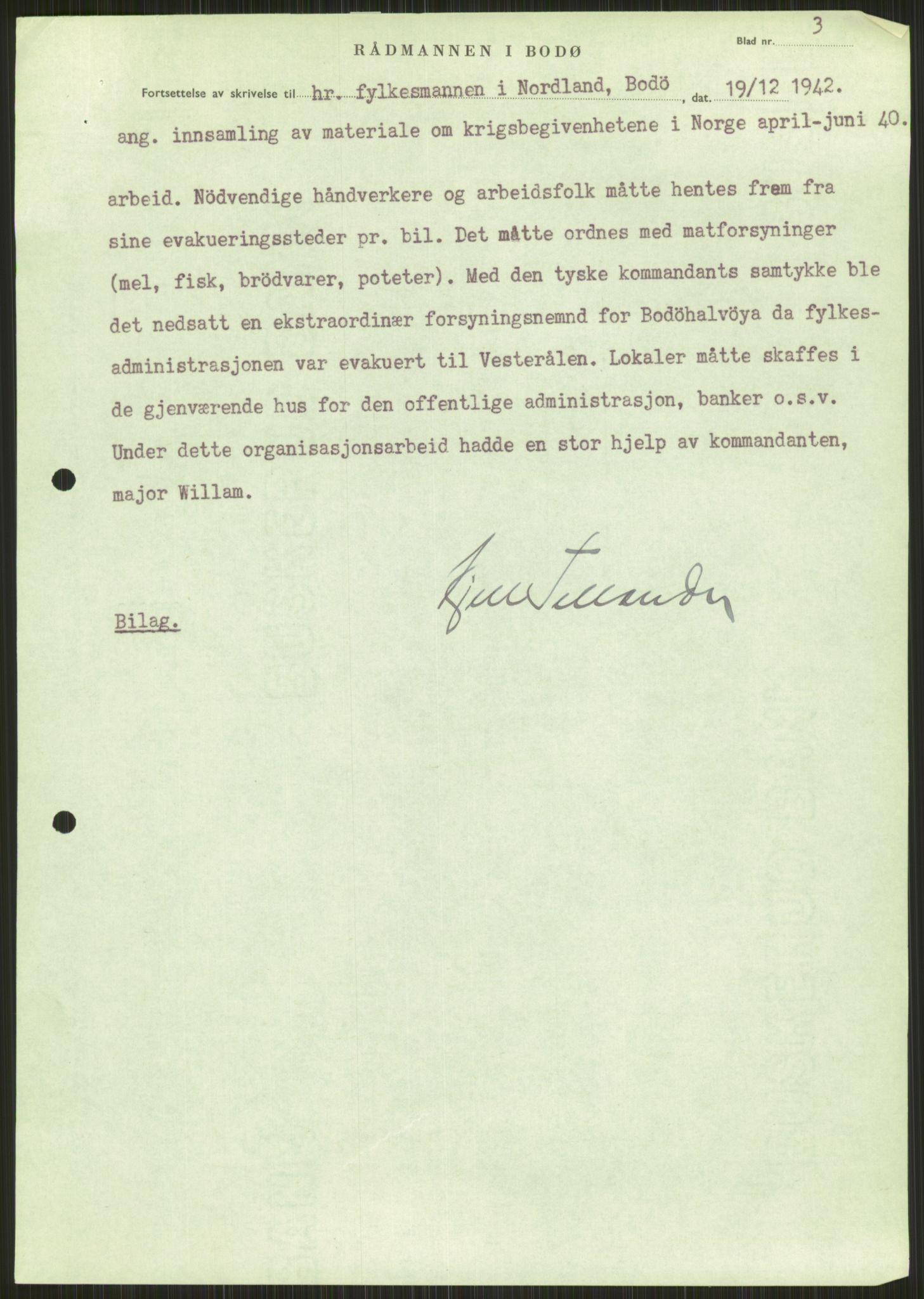 Forsvaret, Forsvarets krigshistoriske avdeling, AV/RA-RAFA-2017/Y/Ya/L0017: II-C-11-31 - Fylkesmenn.  Rapporter om krigsbegivenhetene 1940., 1940, p. 103