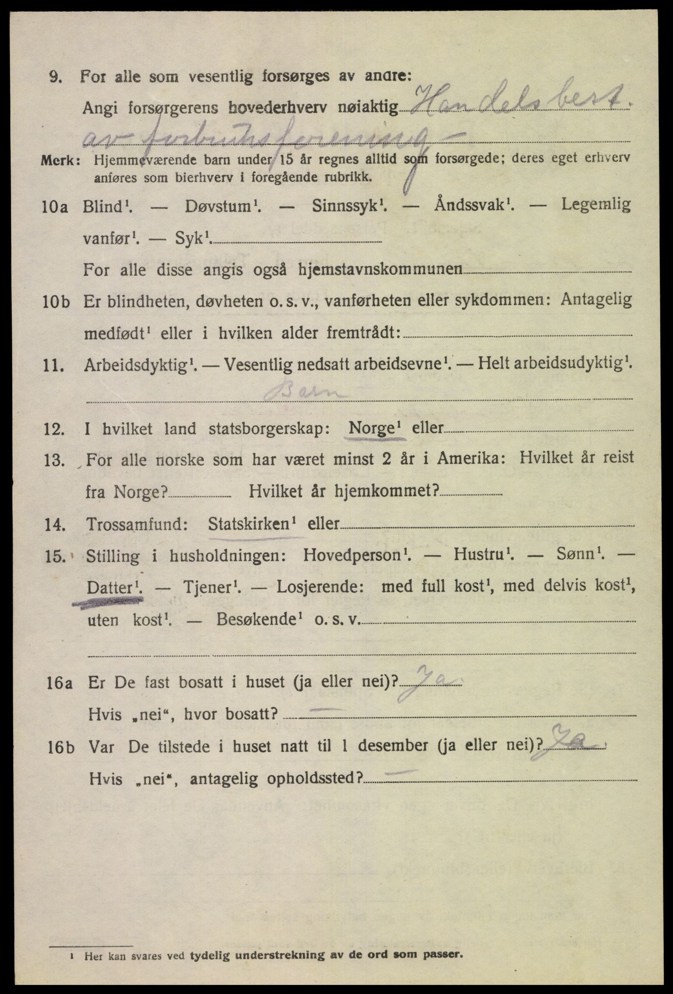 SAK, 1920 census for Øvre Sirdal, 1920, p. 1652