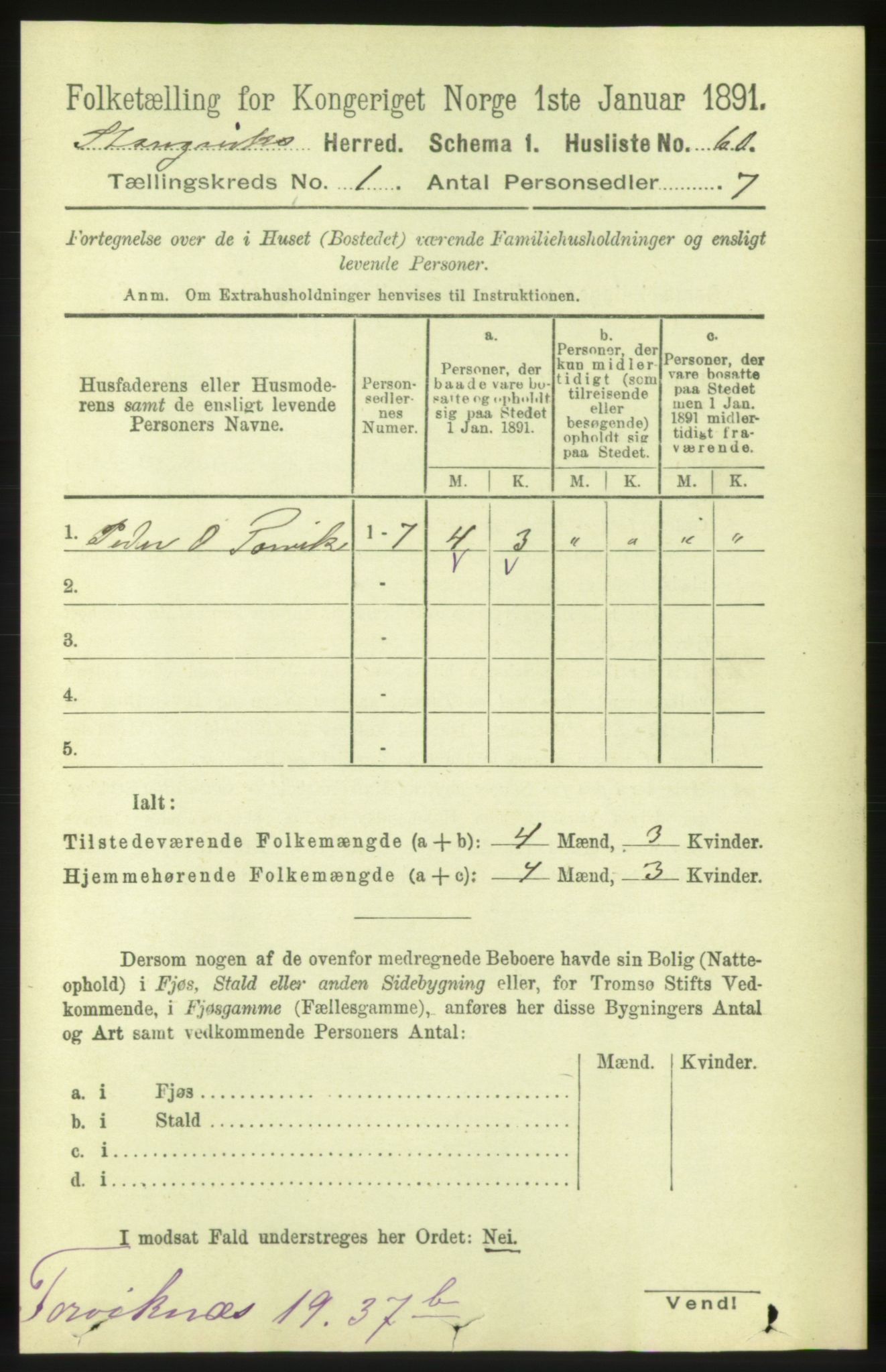 RA, 1891 census for 1564 Stangvik, 1891, p. 86