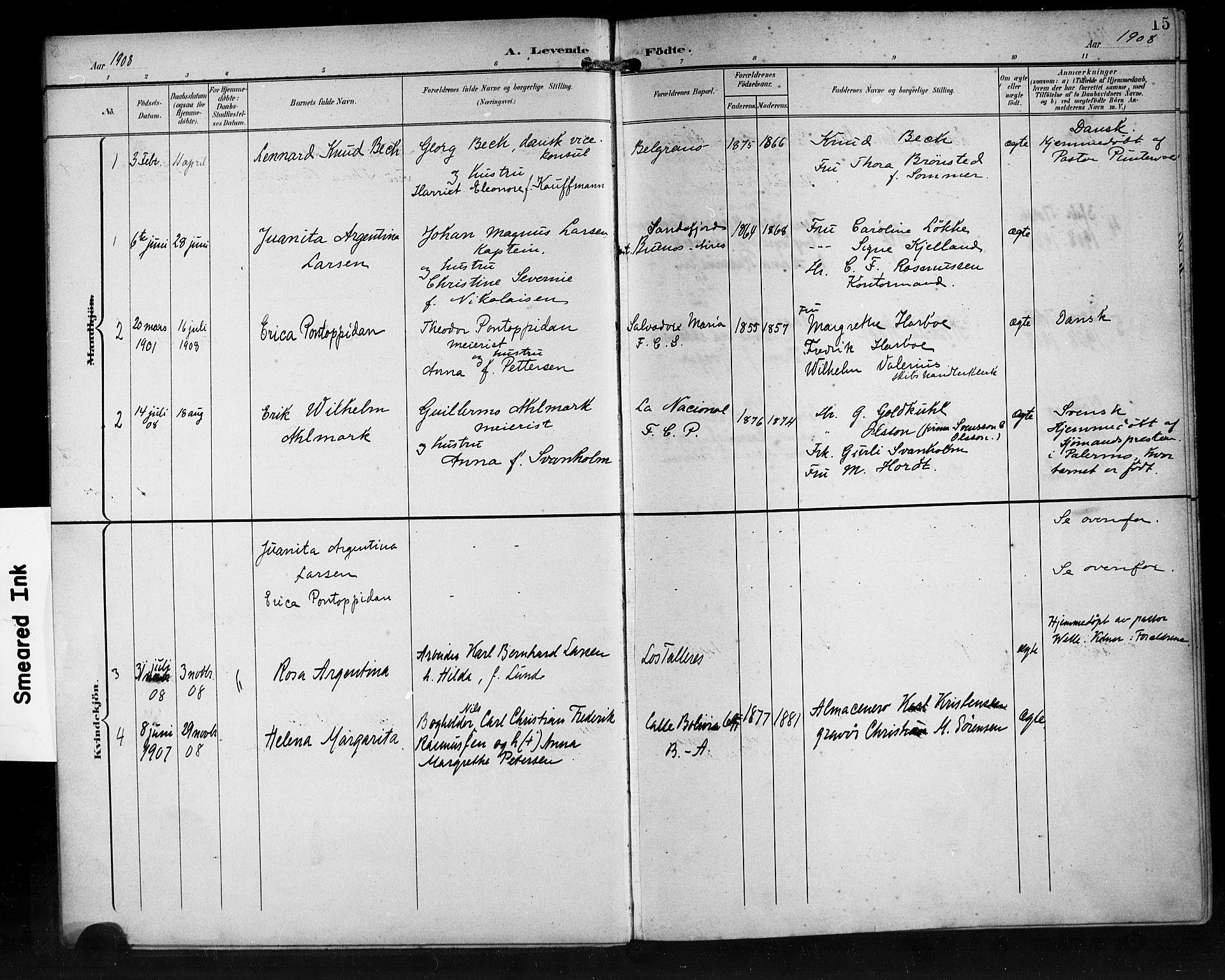 Den norske sjømannsmisjon i utlandet/Syd-Amerika (Buenos Aires m.fl.), SAB/SAB/PA-0118/H/Ha/L0002: Parish register (official) no. A 2, 1899-1919, p. 15