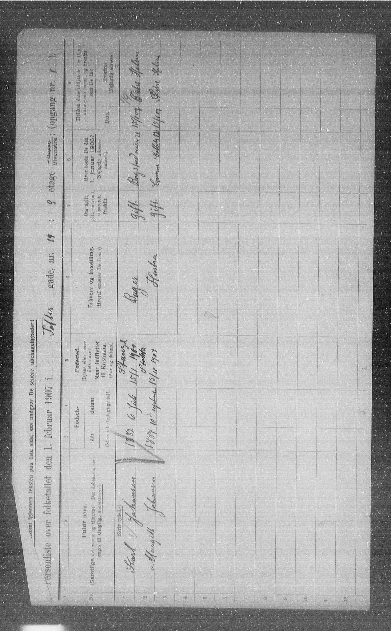 OBA, Municipal Census 1907 for Kristiania, 1907, p. 56684