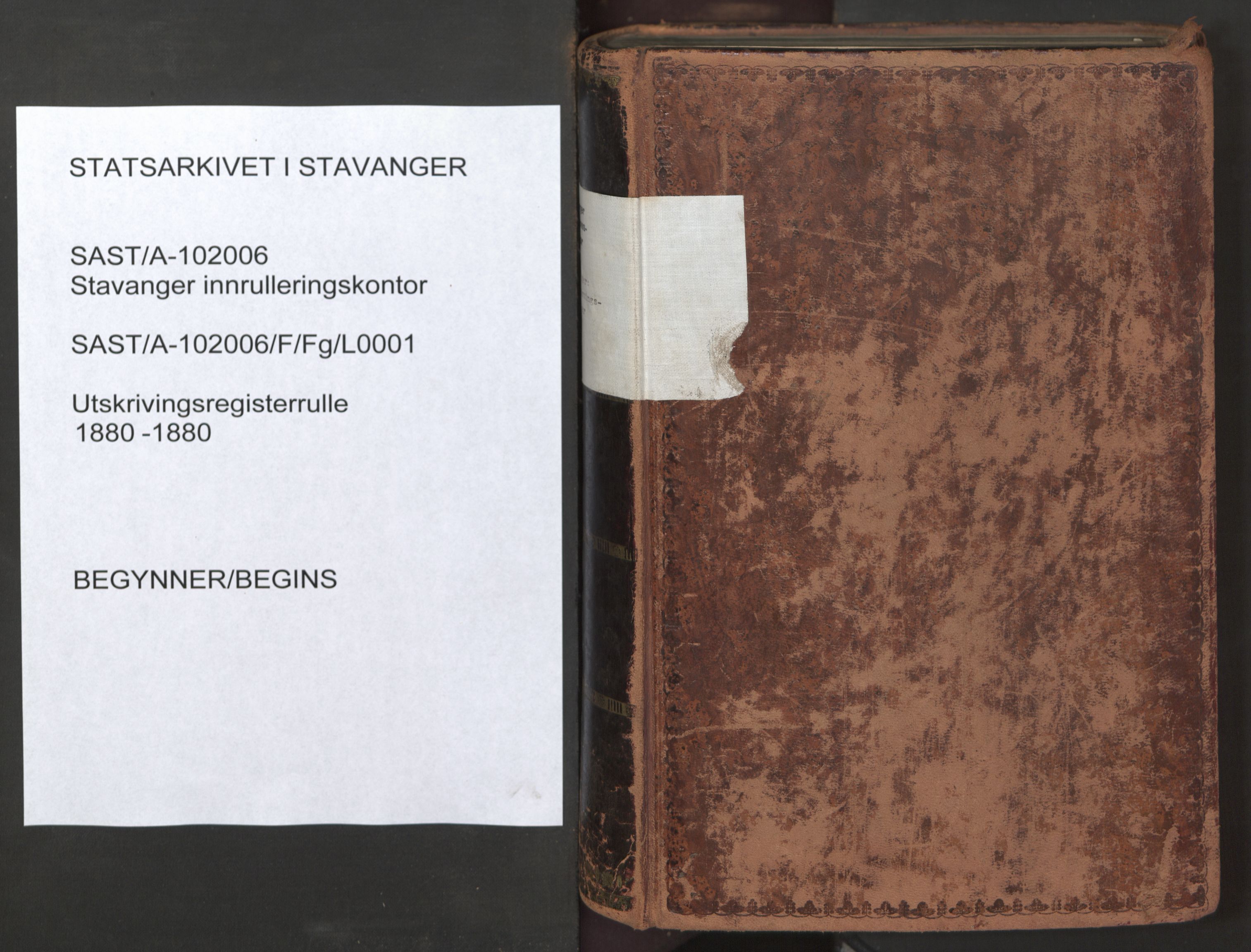Stavanger sjømannskontor, SAST/A-102006/F/Fg/L0001: Utskrivingsregisterrulle, 1880, p. 1