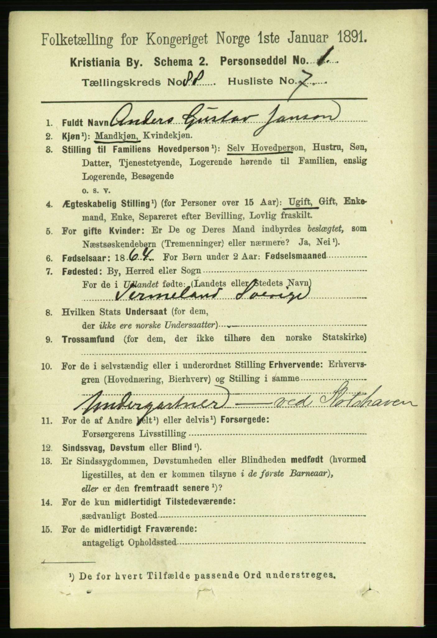 RA, 1891 census for 0301 Kristiania, 1891, p. 43871