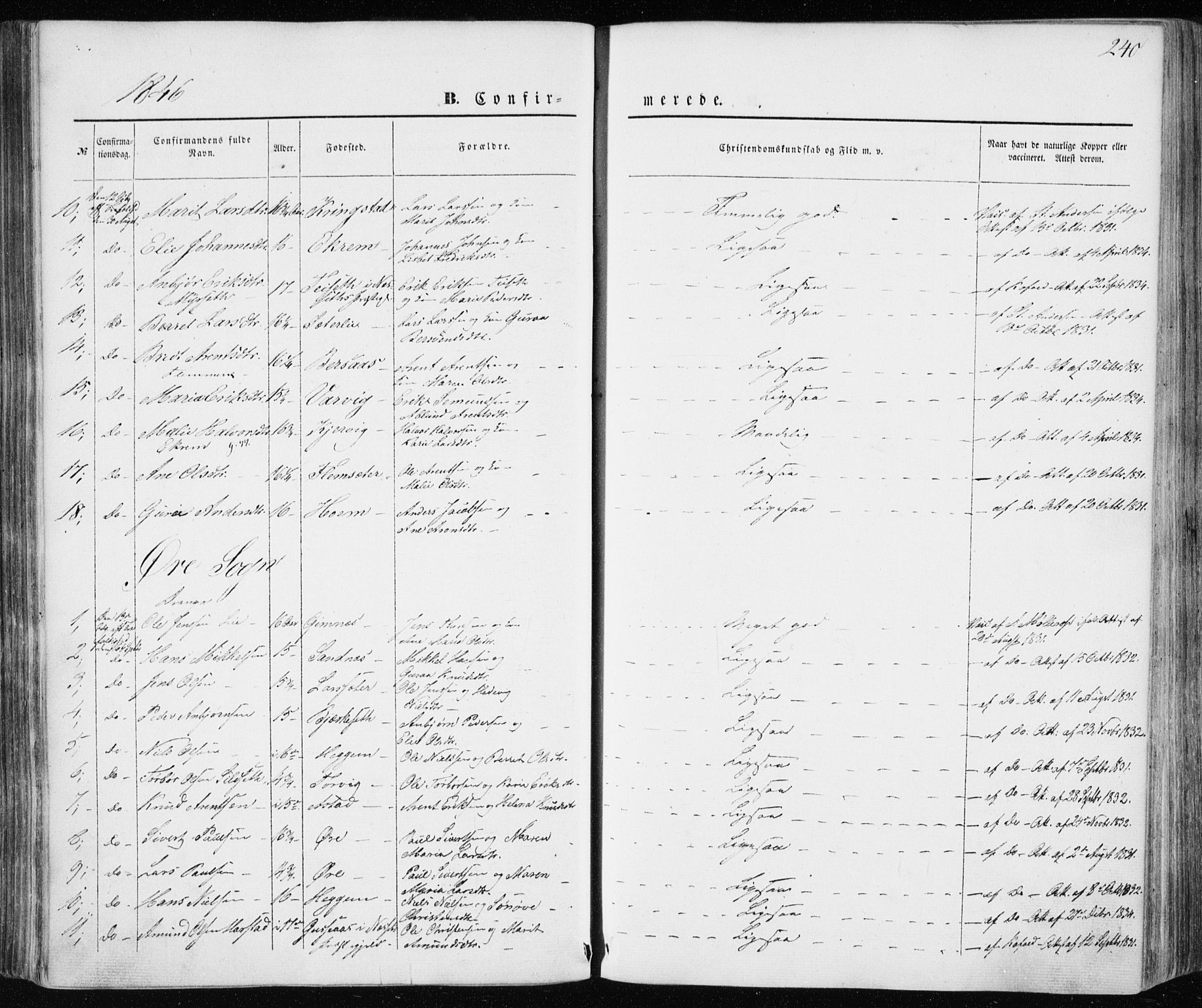 Ministerialprotokoller, klokkerbøker og fødselsregistre - Møre og Romsdal, AV/SAT-A-1454/586/L0984: Parish register (official) no. 586A10, 1844-1856, p. 240