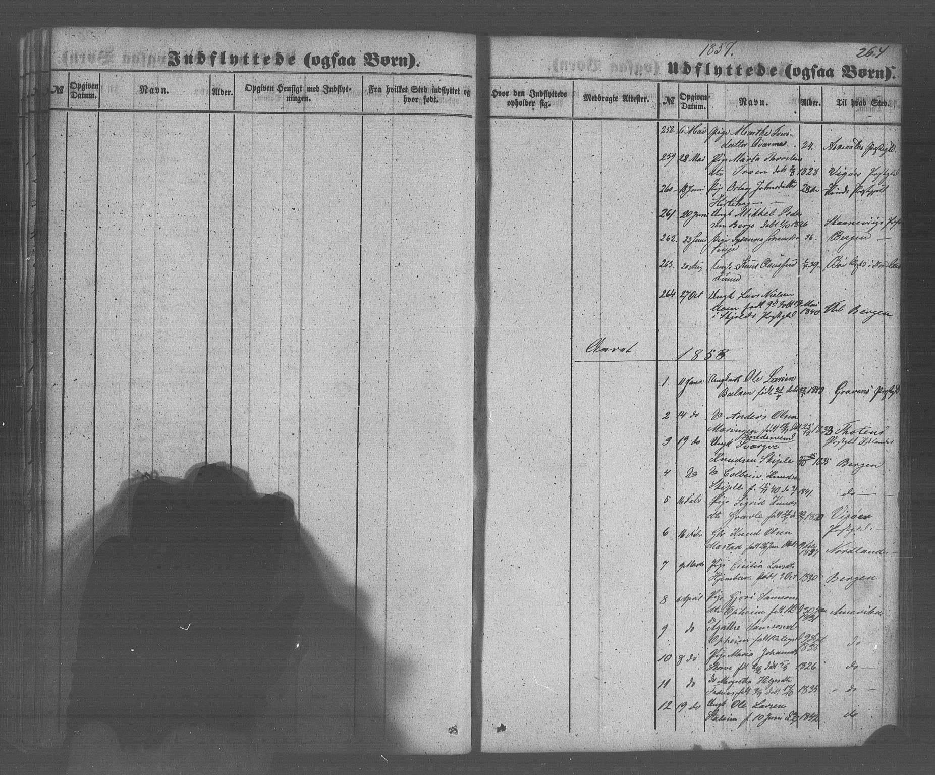 Voss sokneprestembete, SAB/A-79001/H/Haa: Parish register (official) no. A 20, 1855-1886, p. 264