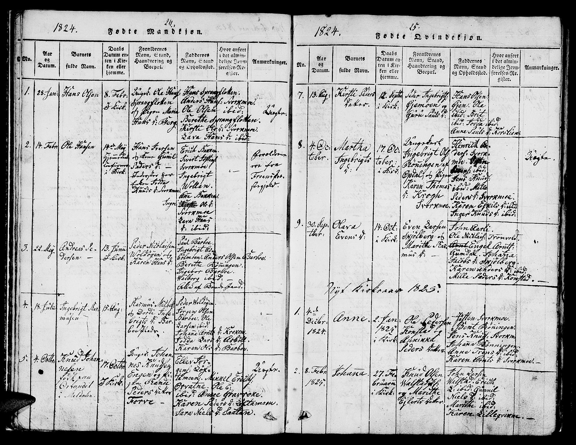 Ministerialprotokoller, klokkerbøker og fødselsregistre - Sør-Trøndelag, SAT/A-1456/671/L0842: Parish register (copy) no. 671C01, 1816-1867, p. 24-25