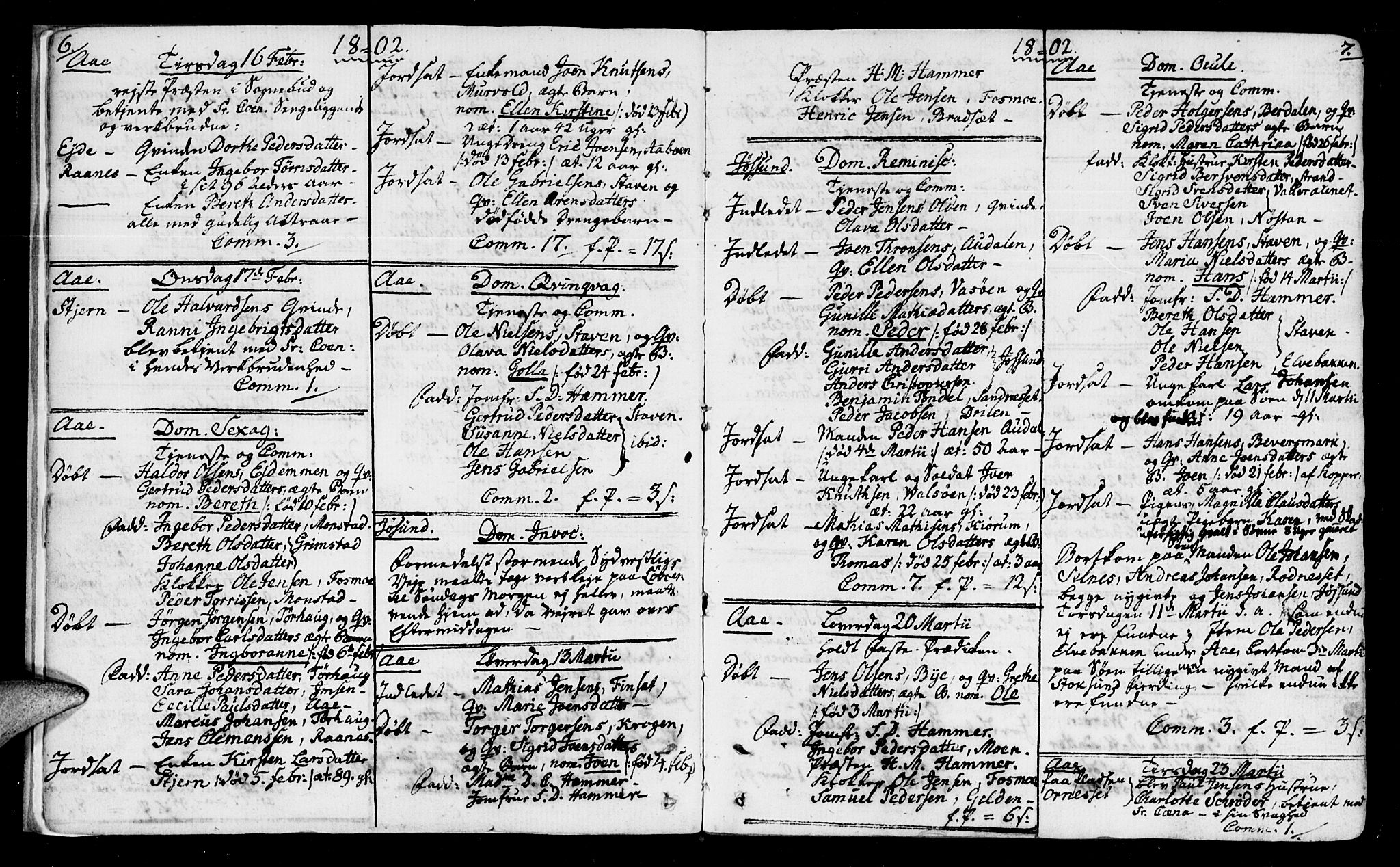 Ministerialprotokoller, klokkerbøker og fødselsregistre - Sør-Trøndelag, AV/SAT-A-1456/655/L0674: Parish register (official) no. 655A03, 1802-1826, p. 6-7