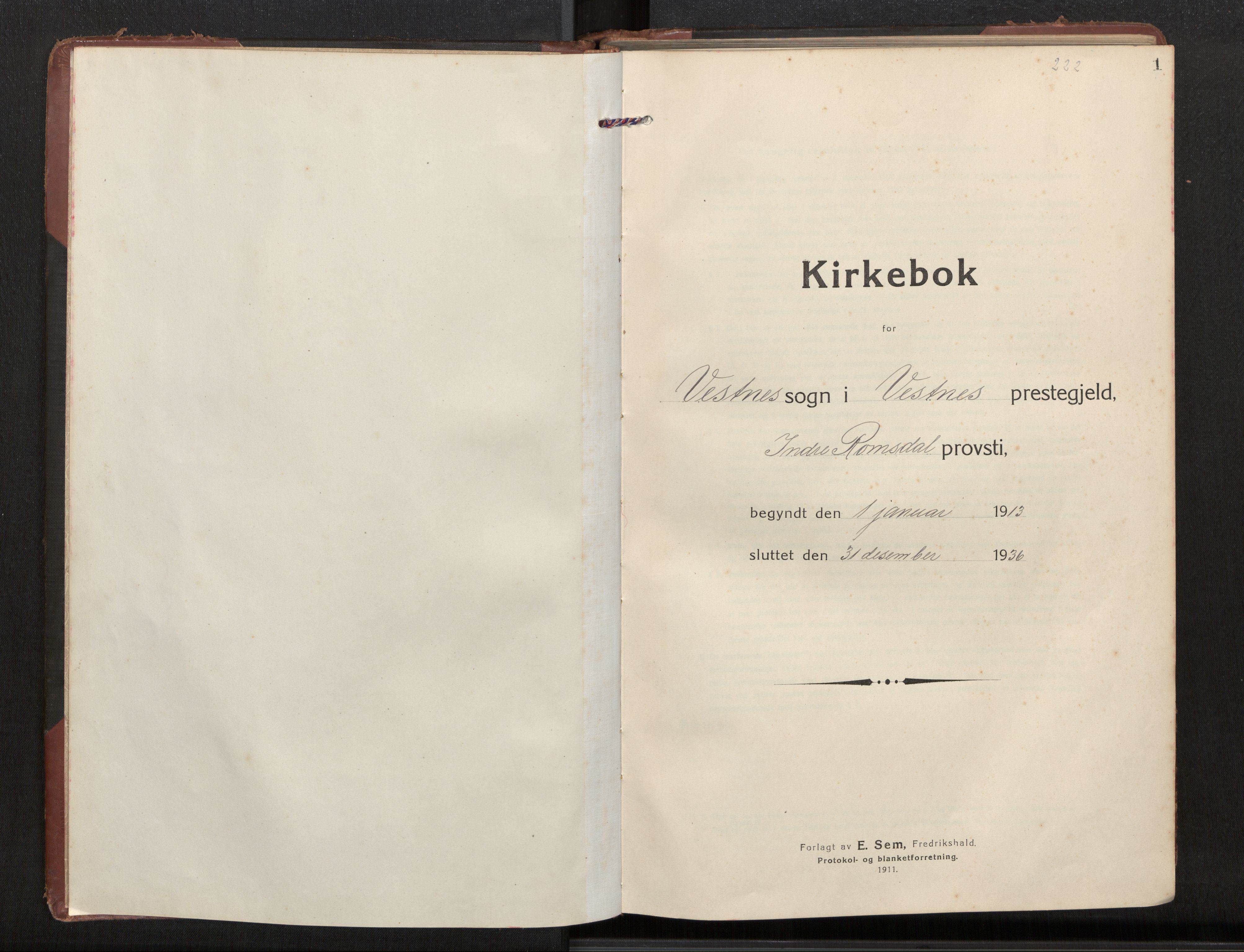 Ministerialprotokoller, klokkerbøker og fødselsregistre - Møre og Romsdal, SAT/A-1454/539/L0536a: Parish register (copy) no. 539C03, 1912-1936, p. 1